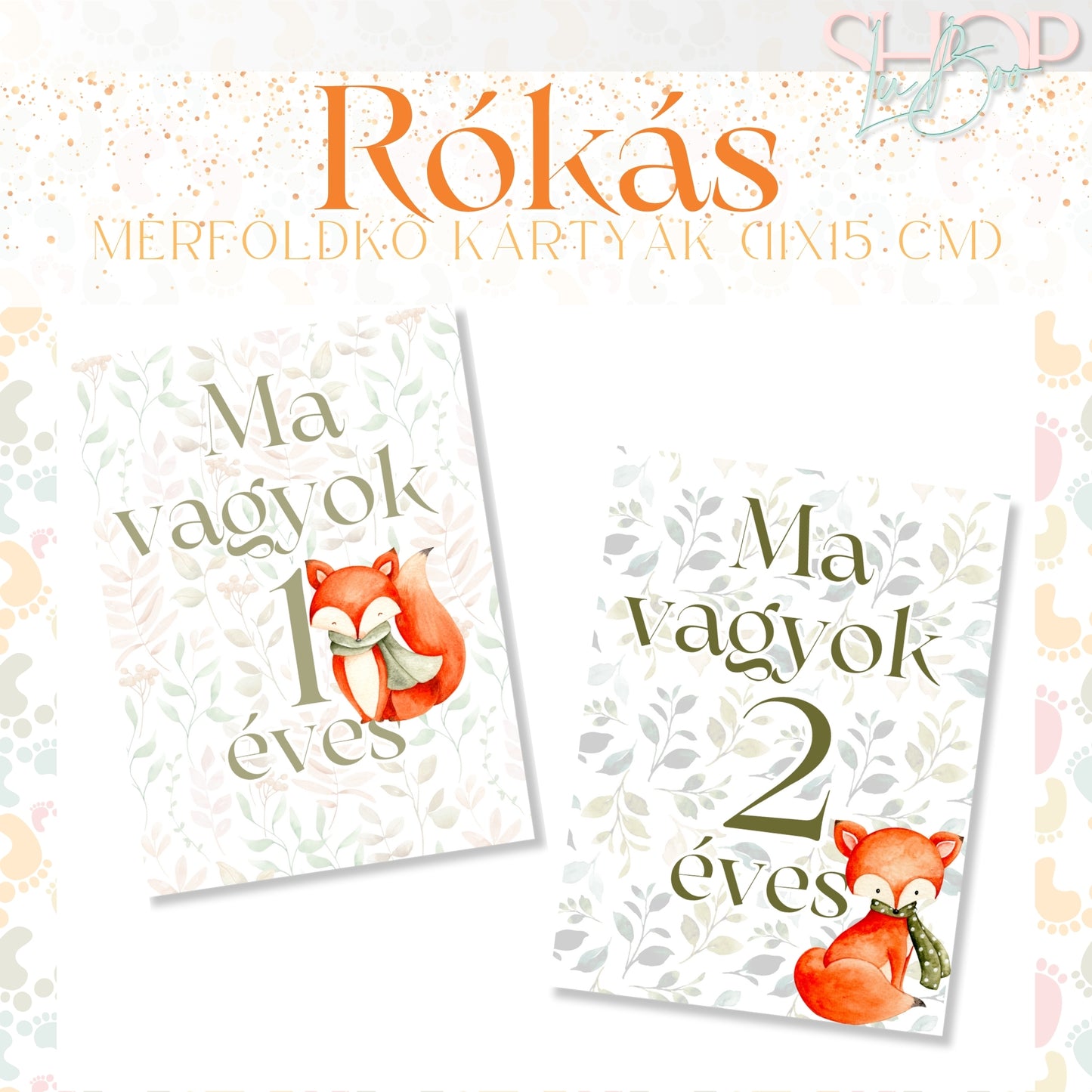 Mérföldkő kártyák - Rókás (11x15 cm)