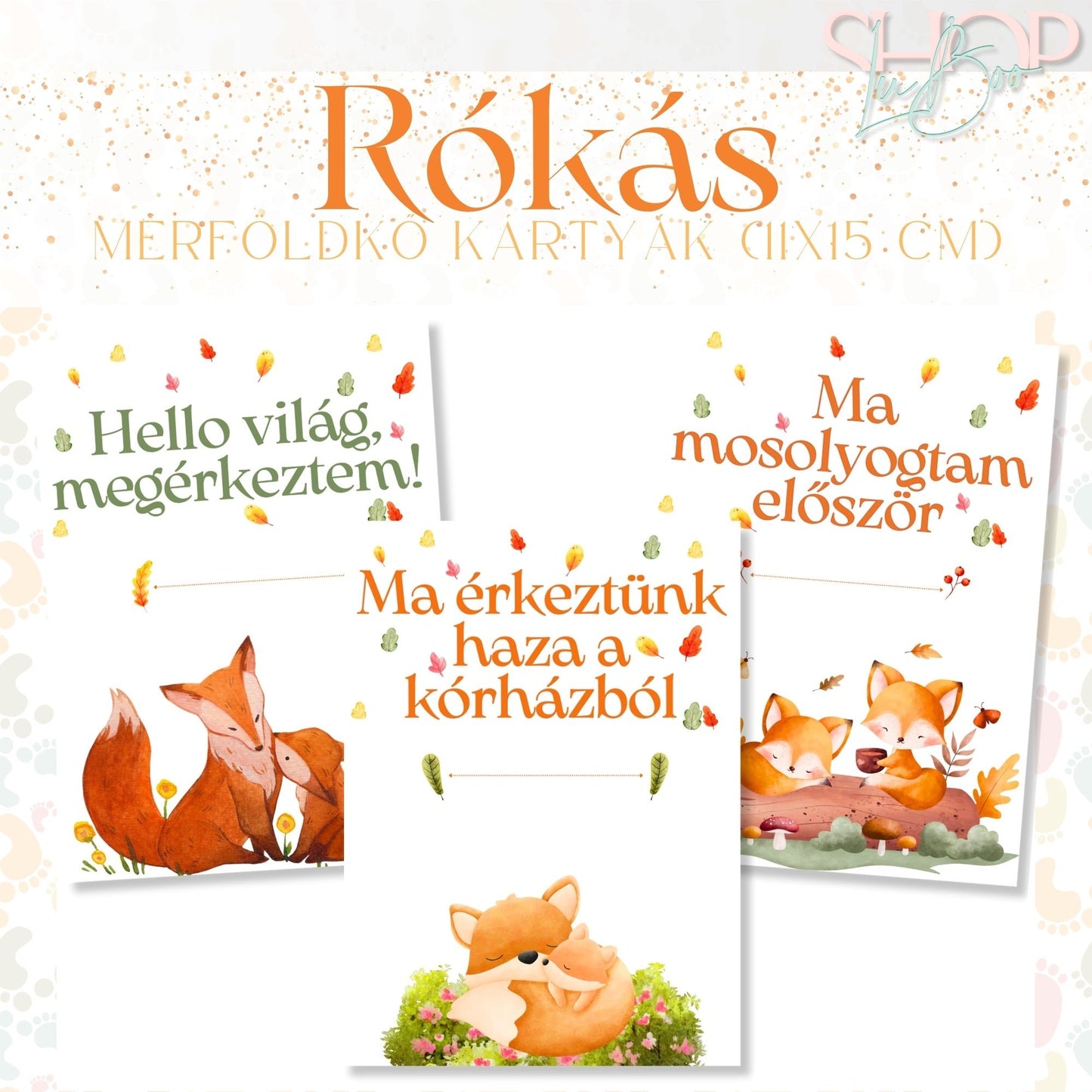 Mérföldkő kártyák - Rókás (11x15 cm)