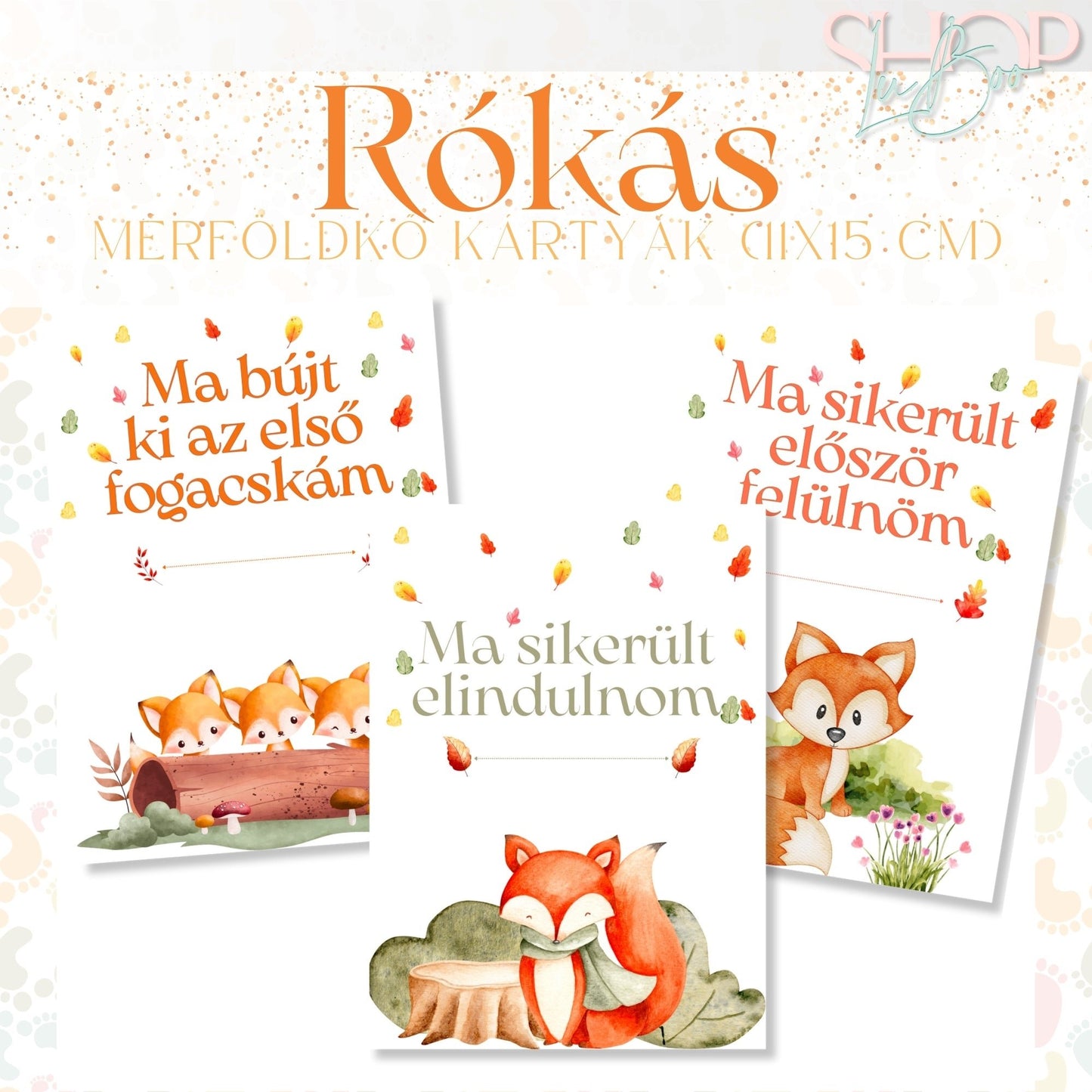 Mérföldkő kártyák - Rókás (11x15 cm)