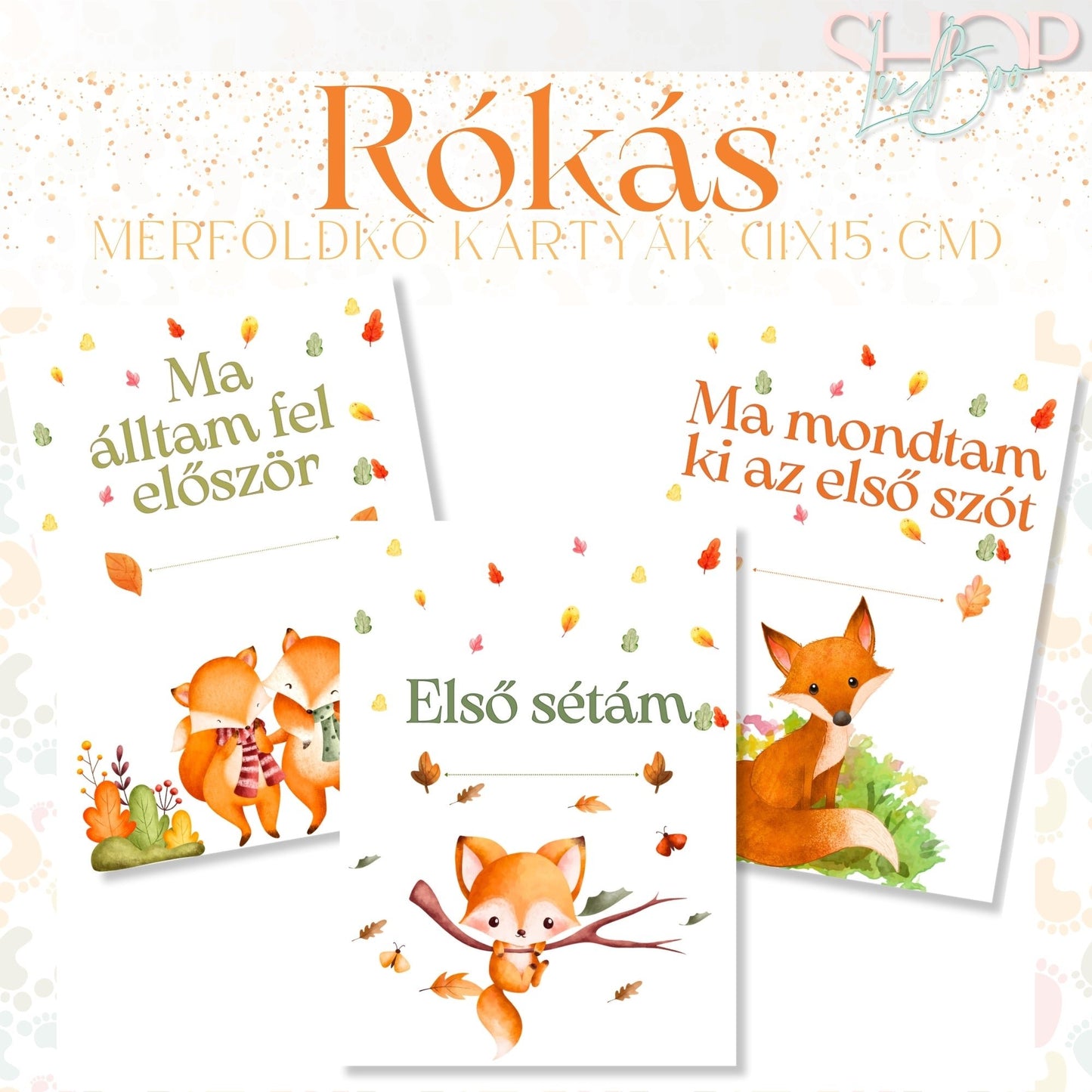 Mérföldkő kártyák - Rókás (11x15 cm)