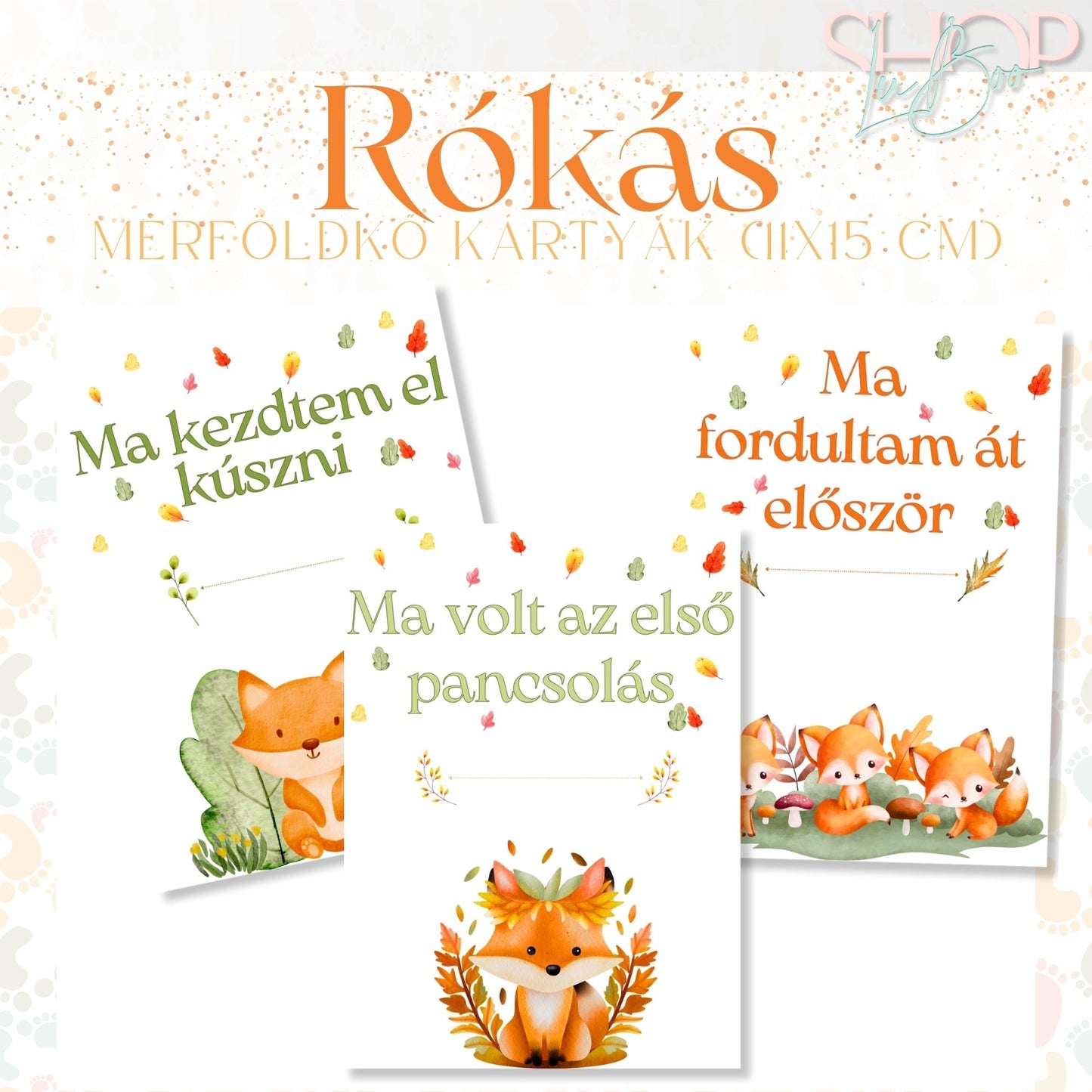 Mérföldkő kártyák - Rókás (11x15 cm)