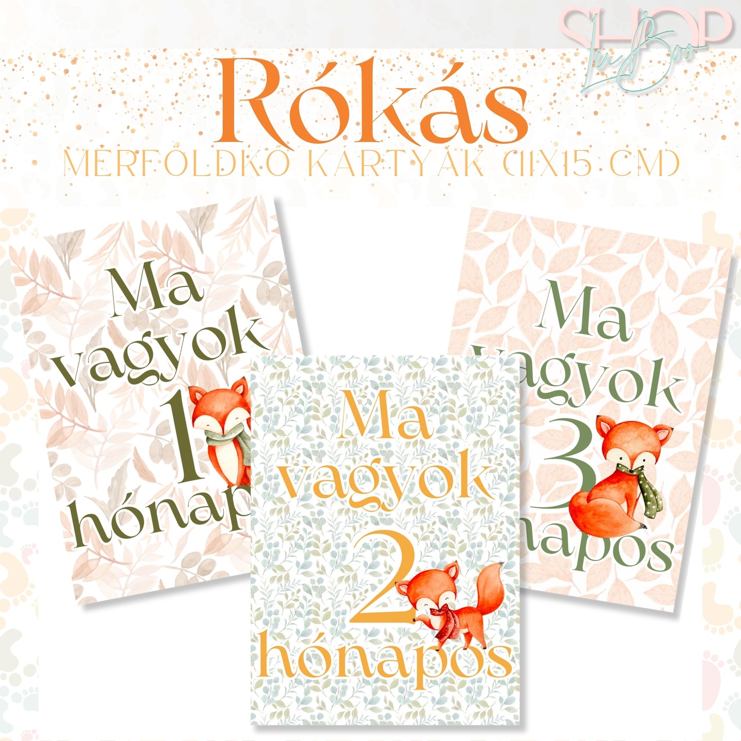 Mérföldkő kártyák - Rókás (11x15 cm)