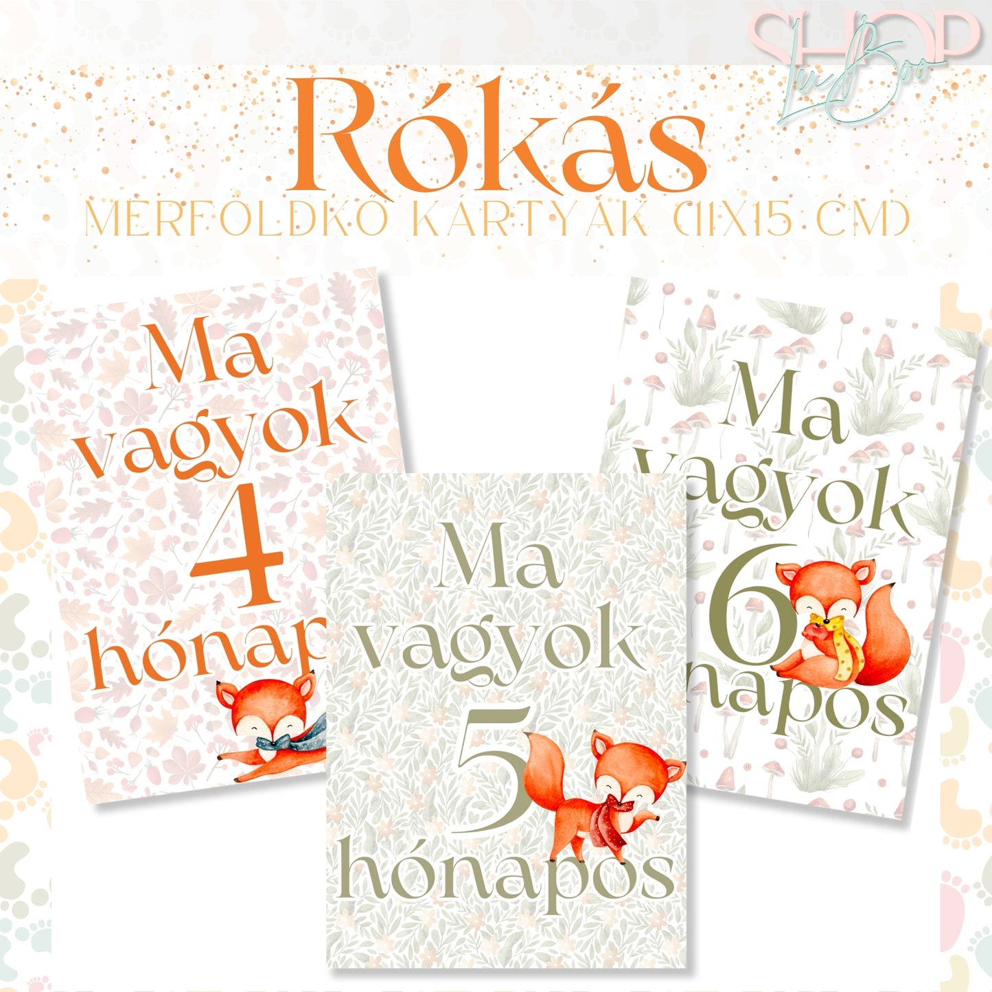 Mérföldkő kártyák - Rókás (11x15 cm)