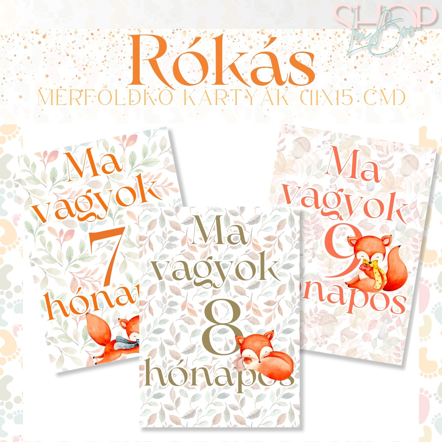 Mérföldkő kártyák - Rókás (11x15 cm)