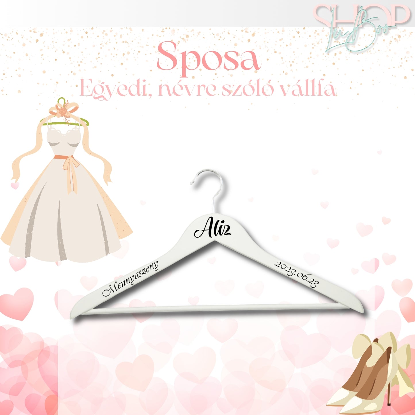 Sposa - Egyedi, névre szóló vállfa - ShopLuBoo