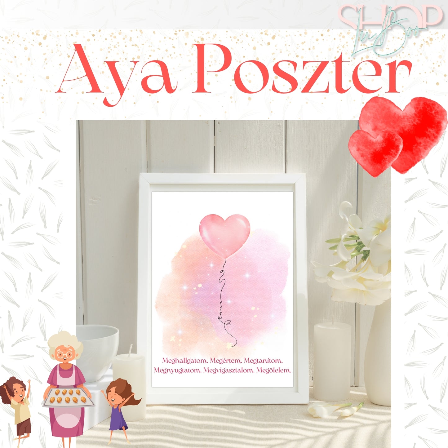 Ezen a különleges poszteren egyedi grafikával emlékezünk meg az anyákról és mamákról, akik mindennapjaikban hihetetlen erőt, szeretetet és bölcsességet mutatnak.