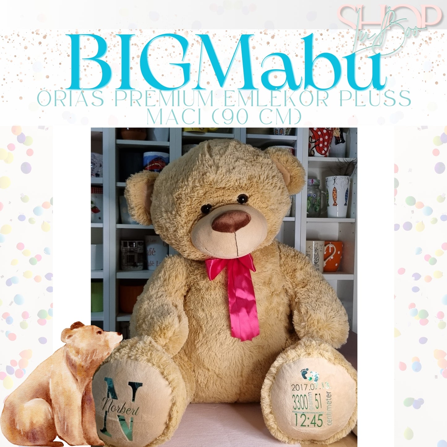 BIGMaBu - Óriás prémium plüss emlékőr maci (110 cm)