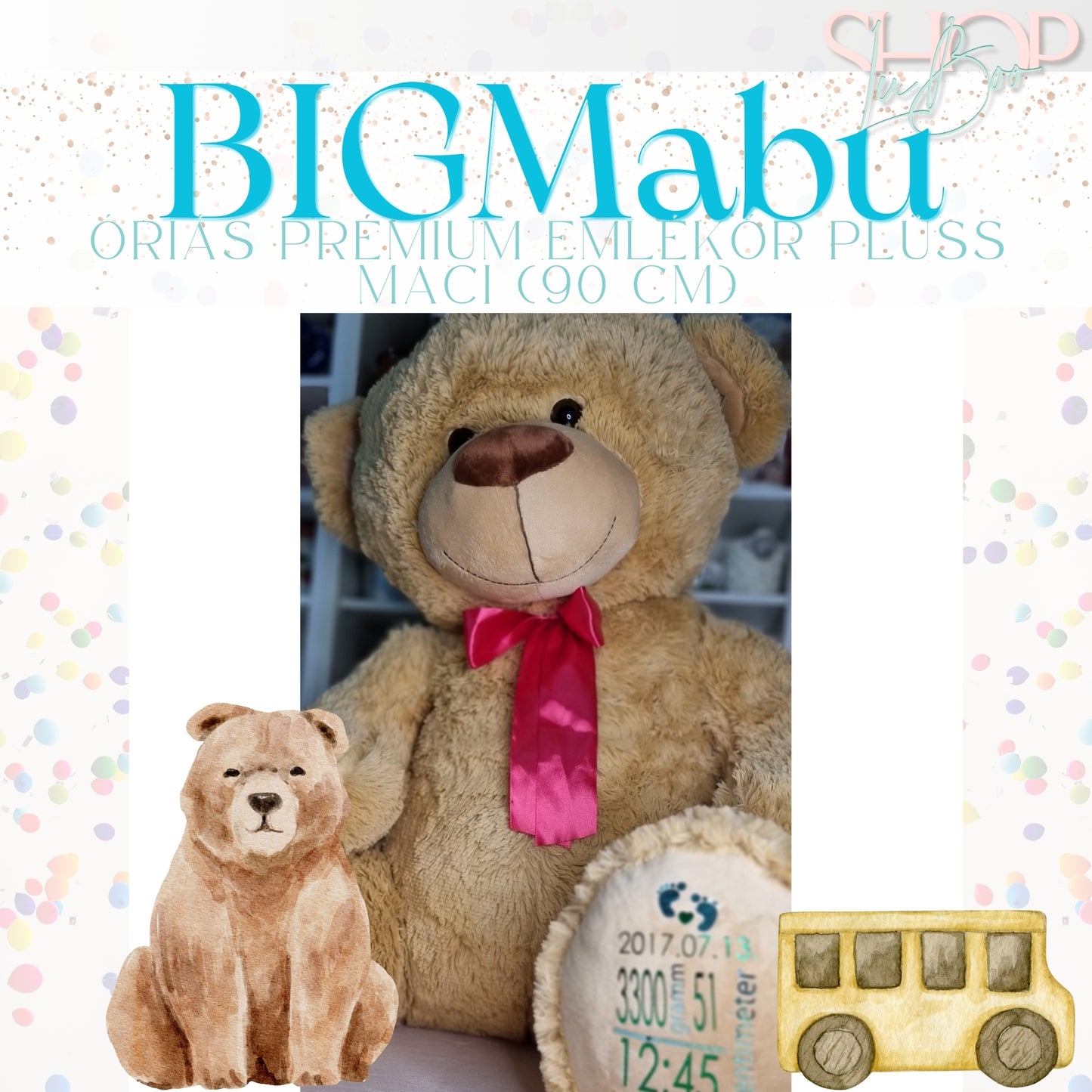 BIGMaBu - Óriás prémium plüss emlékőr maci (110 cm)