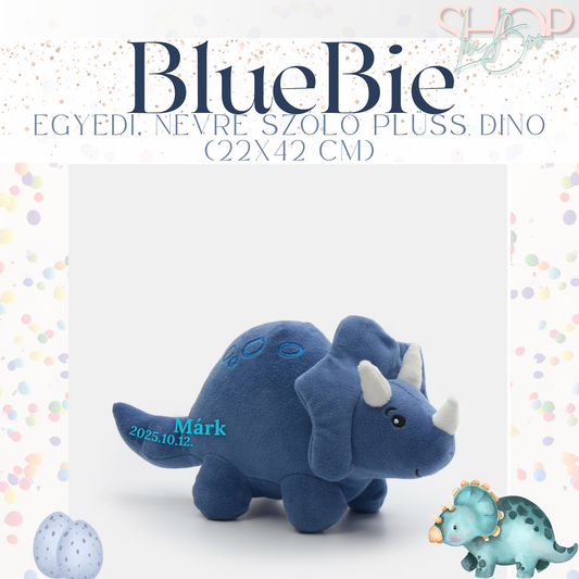 BlueBie - Egyedi, névre szóló plüss dino (22x42 cm)