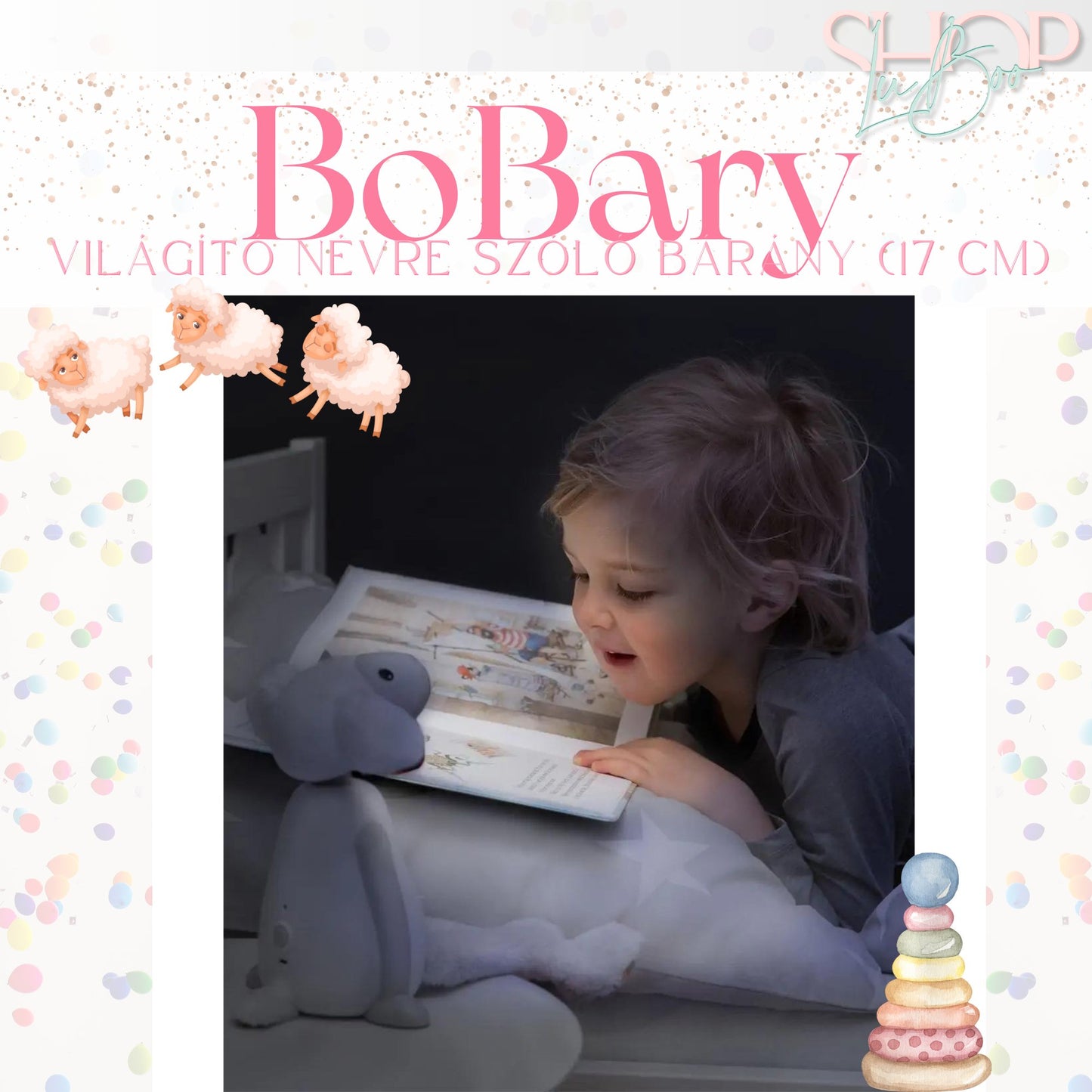 BoBary - Világító névre szóló bárány (17 cm)