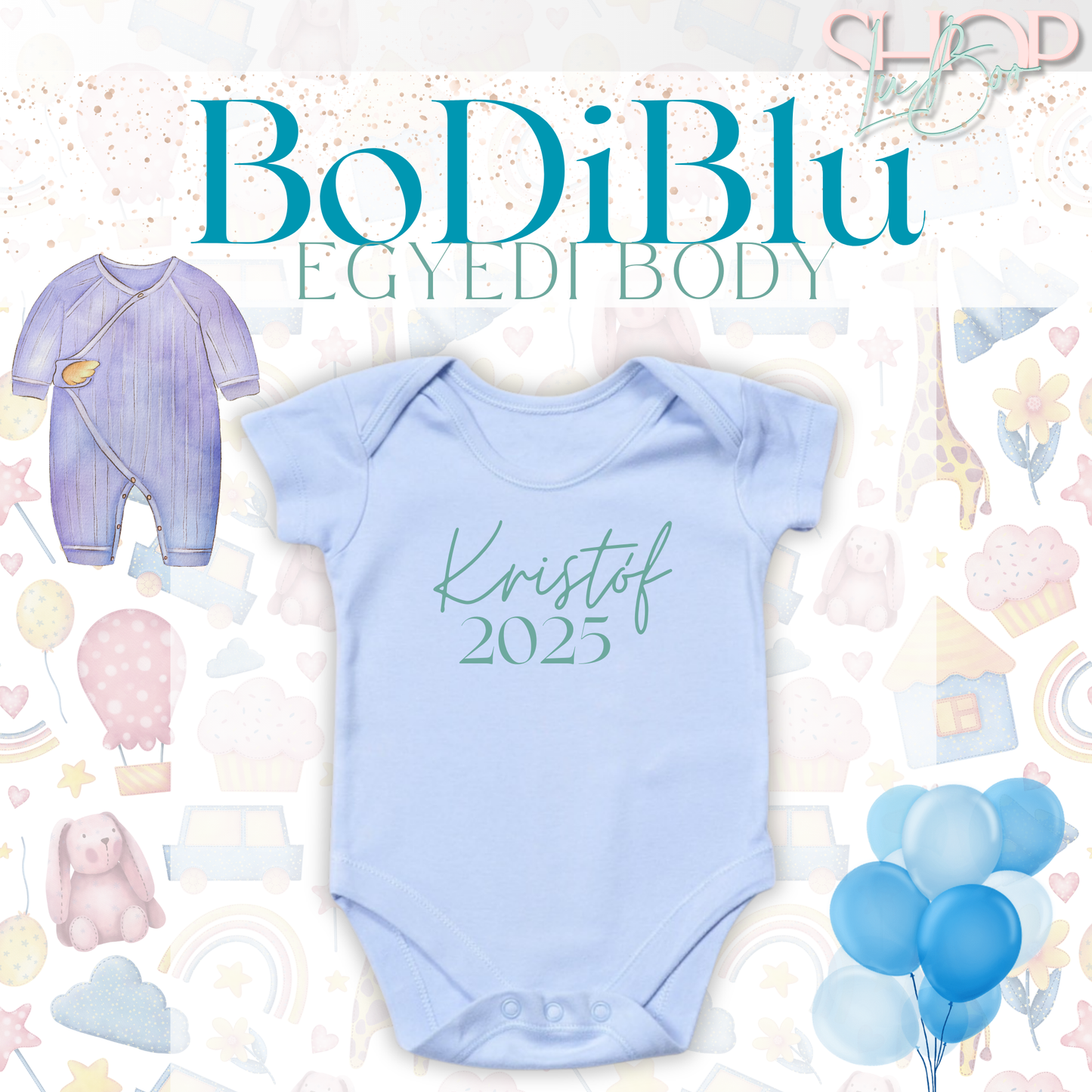 BoDiBlu - Egyedi feliratú baba body
