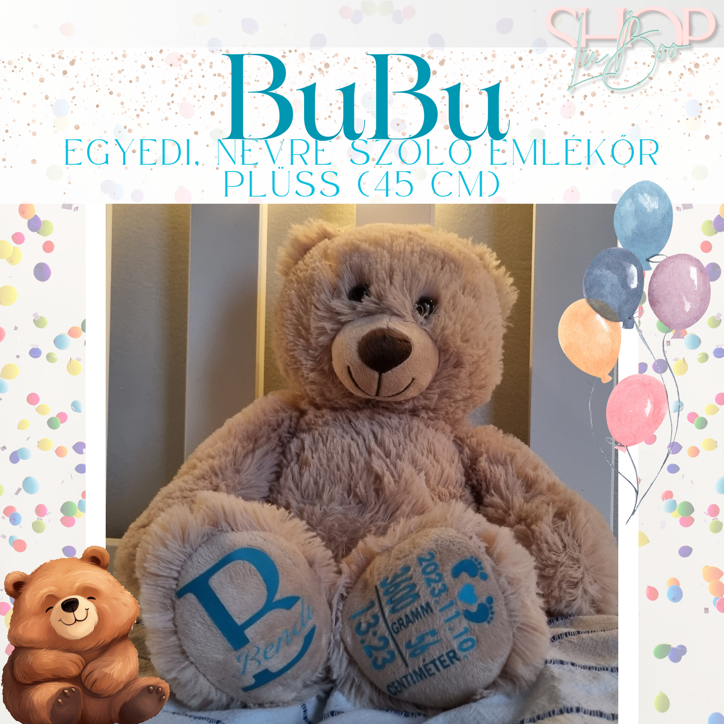Bubu - Emlékőr plüss maci (45 cm)