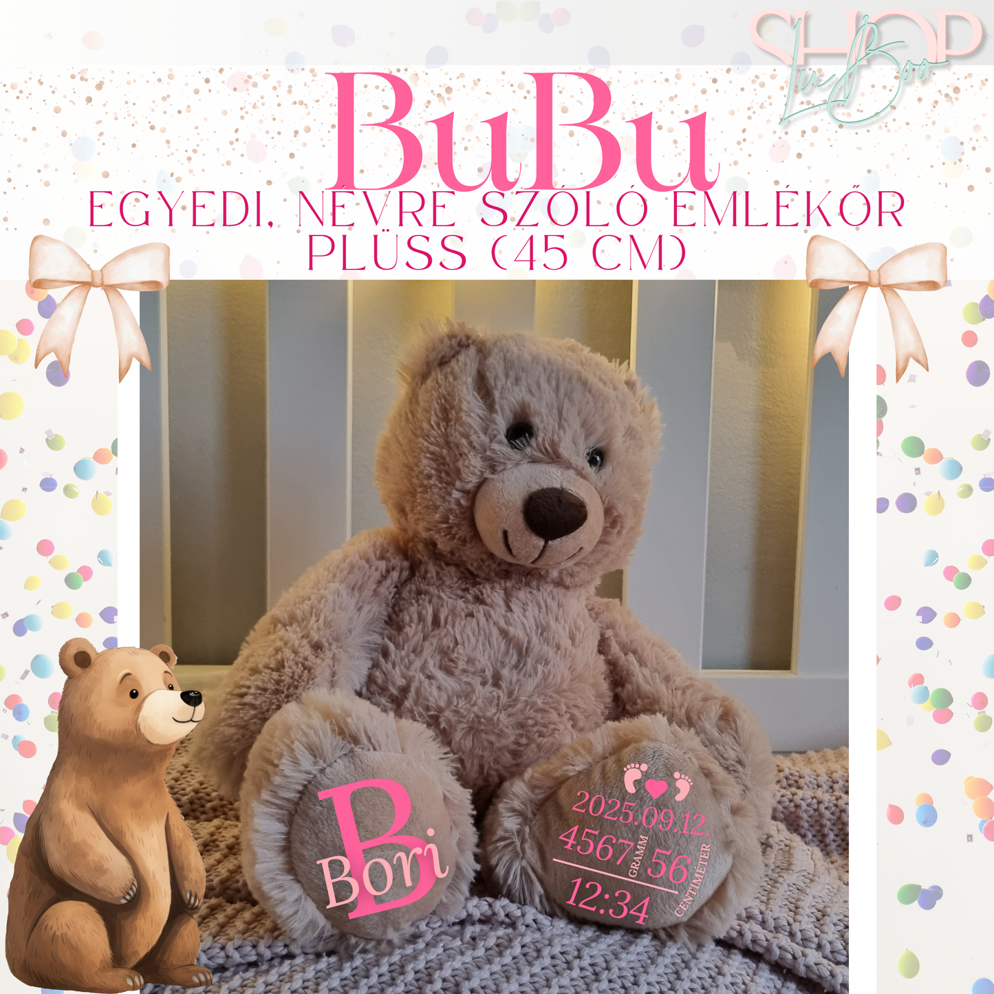 Bubu - Emlékőr plüss maci (45 cm)