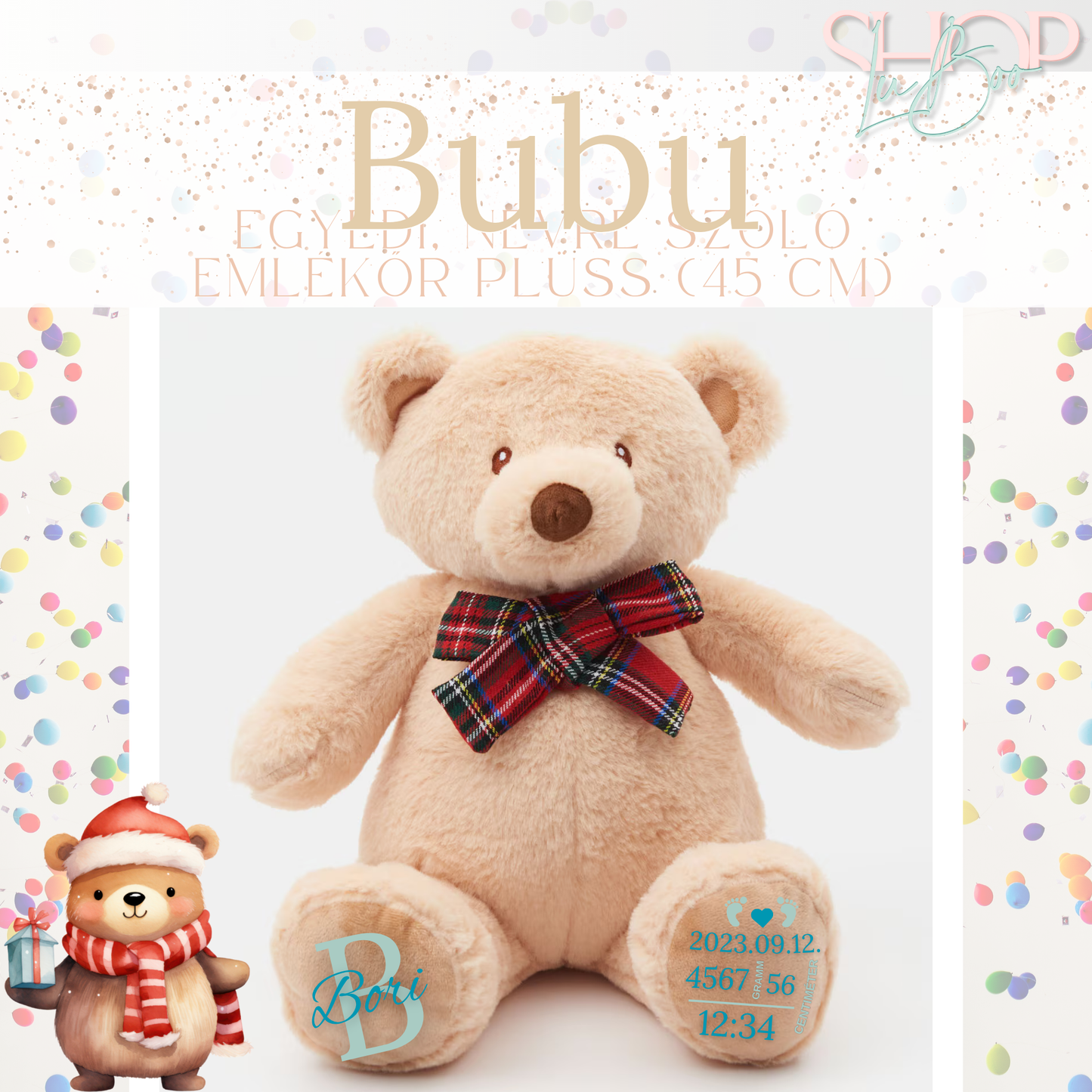 Bubu - Emlékőr plüss maci (45 cm)