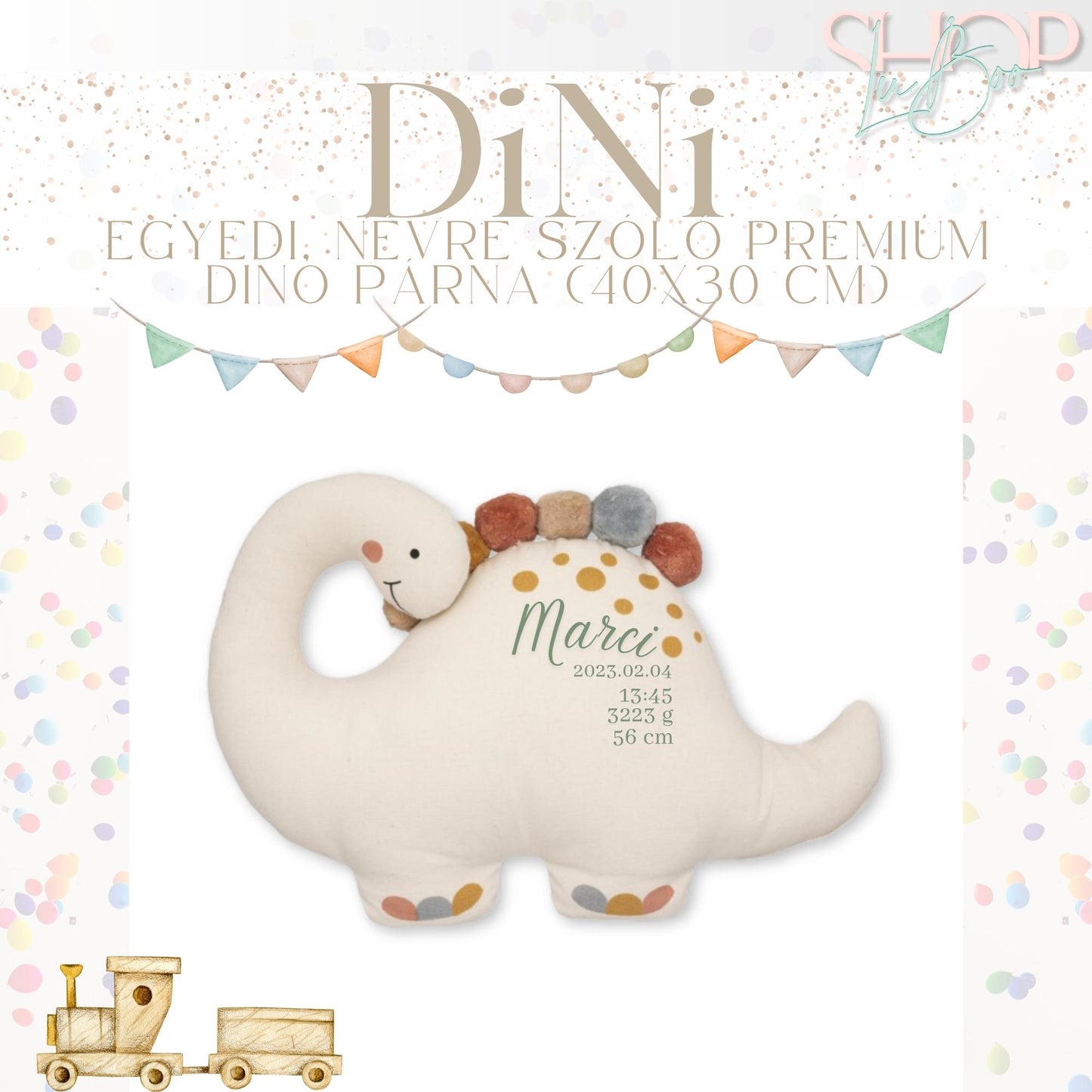Dini - Prémium emlékőr dino párna (40x30 cm)