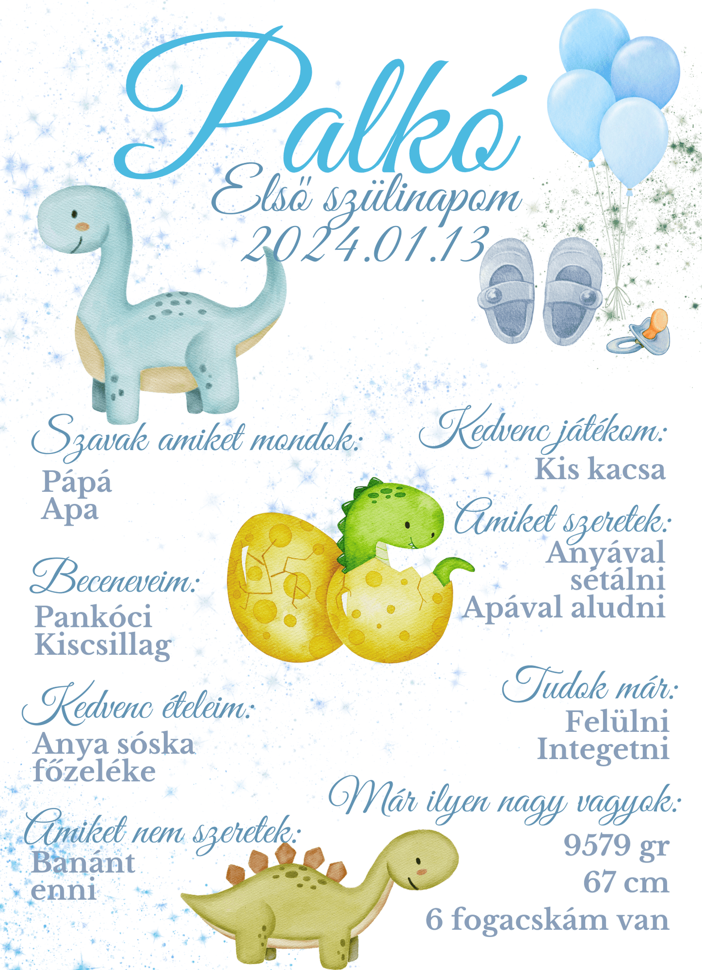 Szülinapi Emlék Plakát - Dinós
