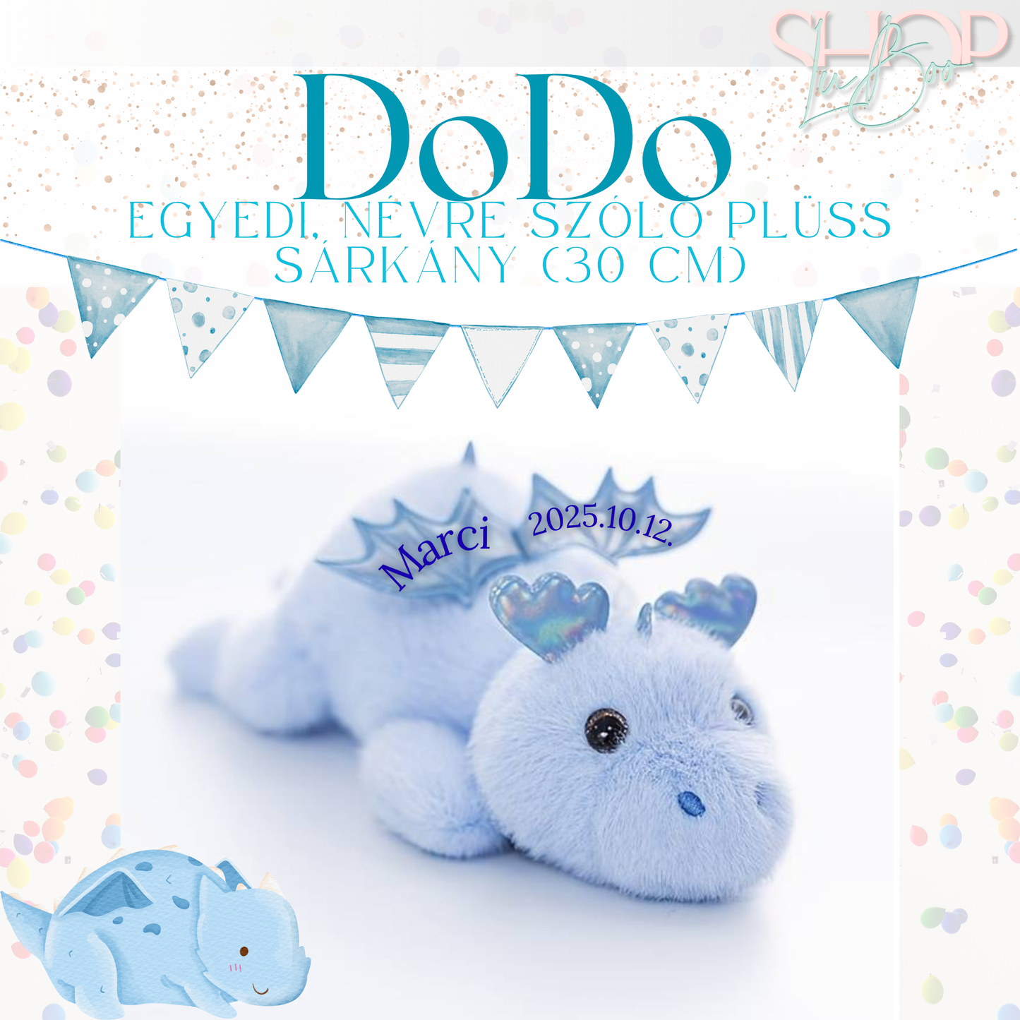 DoDo - Emlékőr plüss sárkány (30 cm)