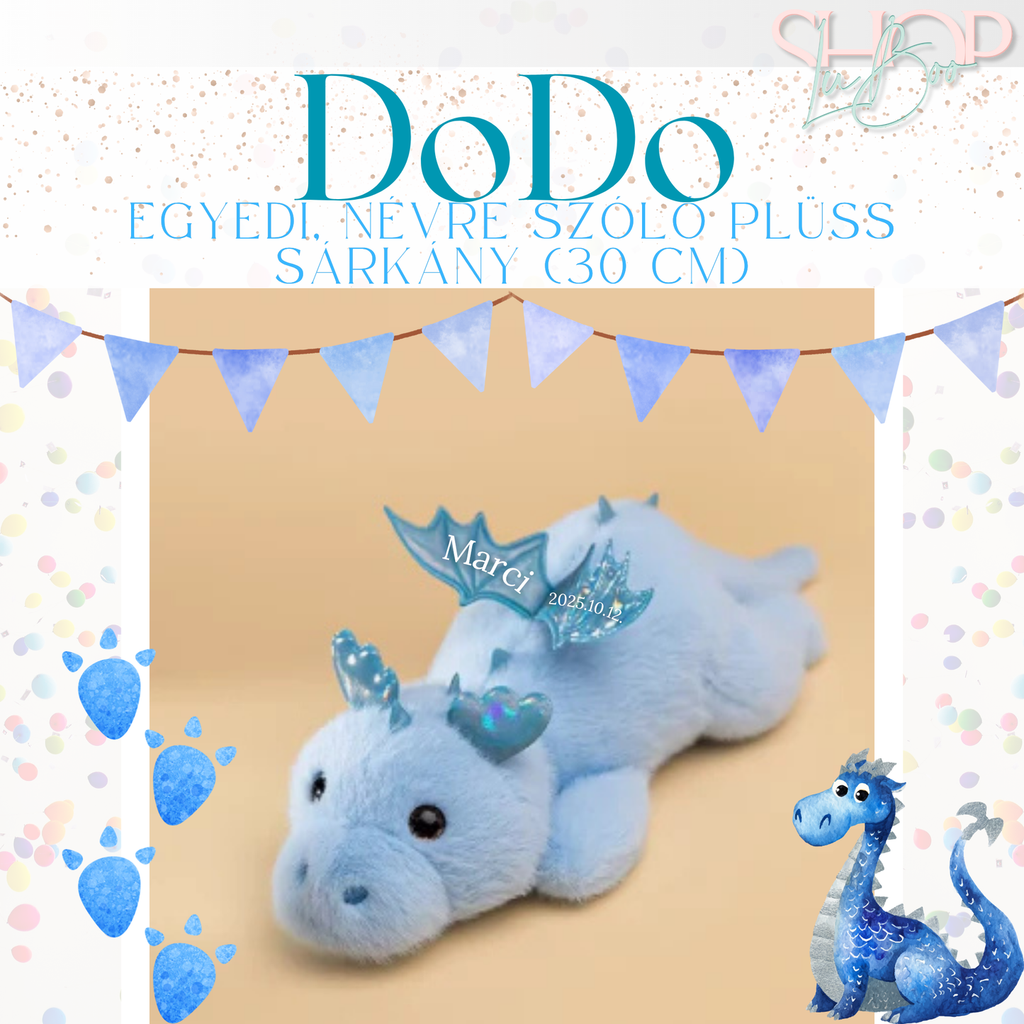 DoDo - Emlékőr plüss sárkány (30 cm)