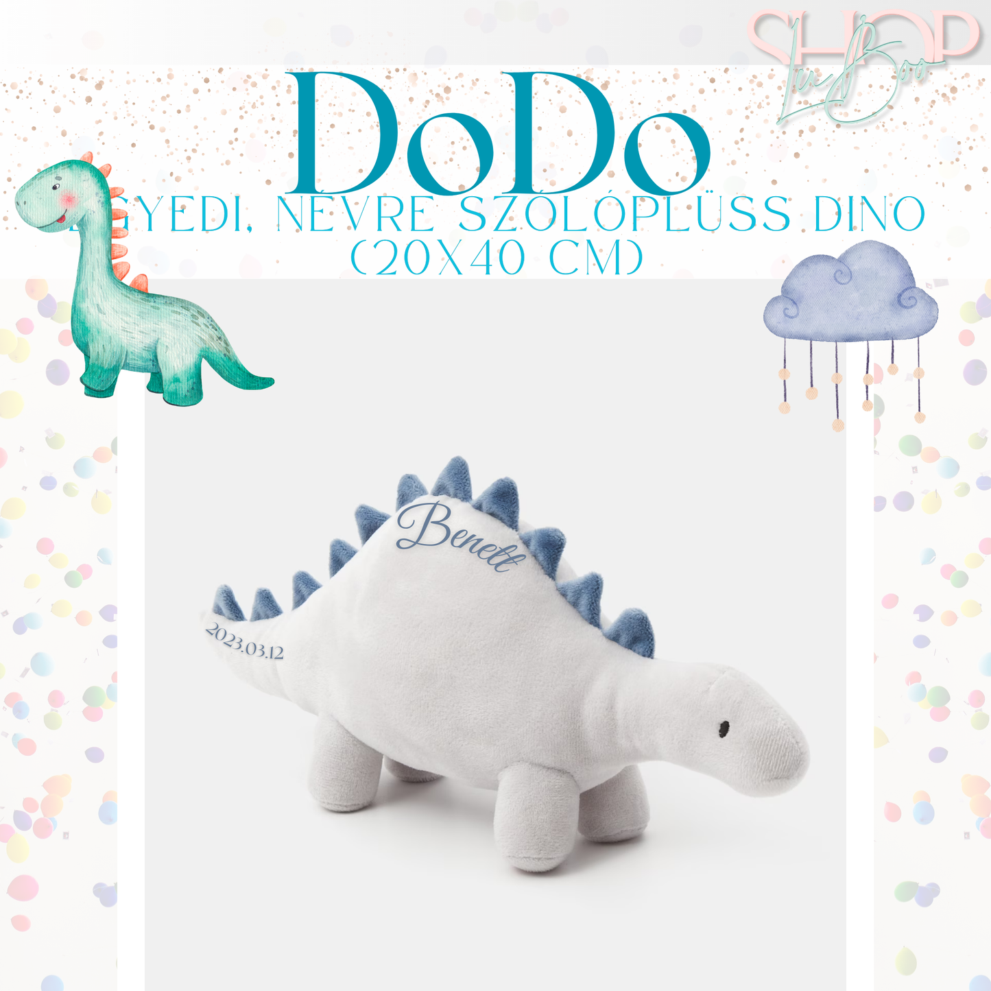 DoDo - Emlékőr plüss dino (20x40 cm)