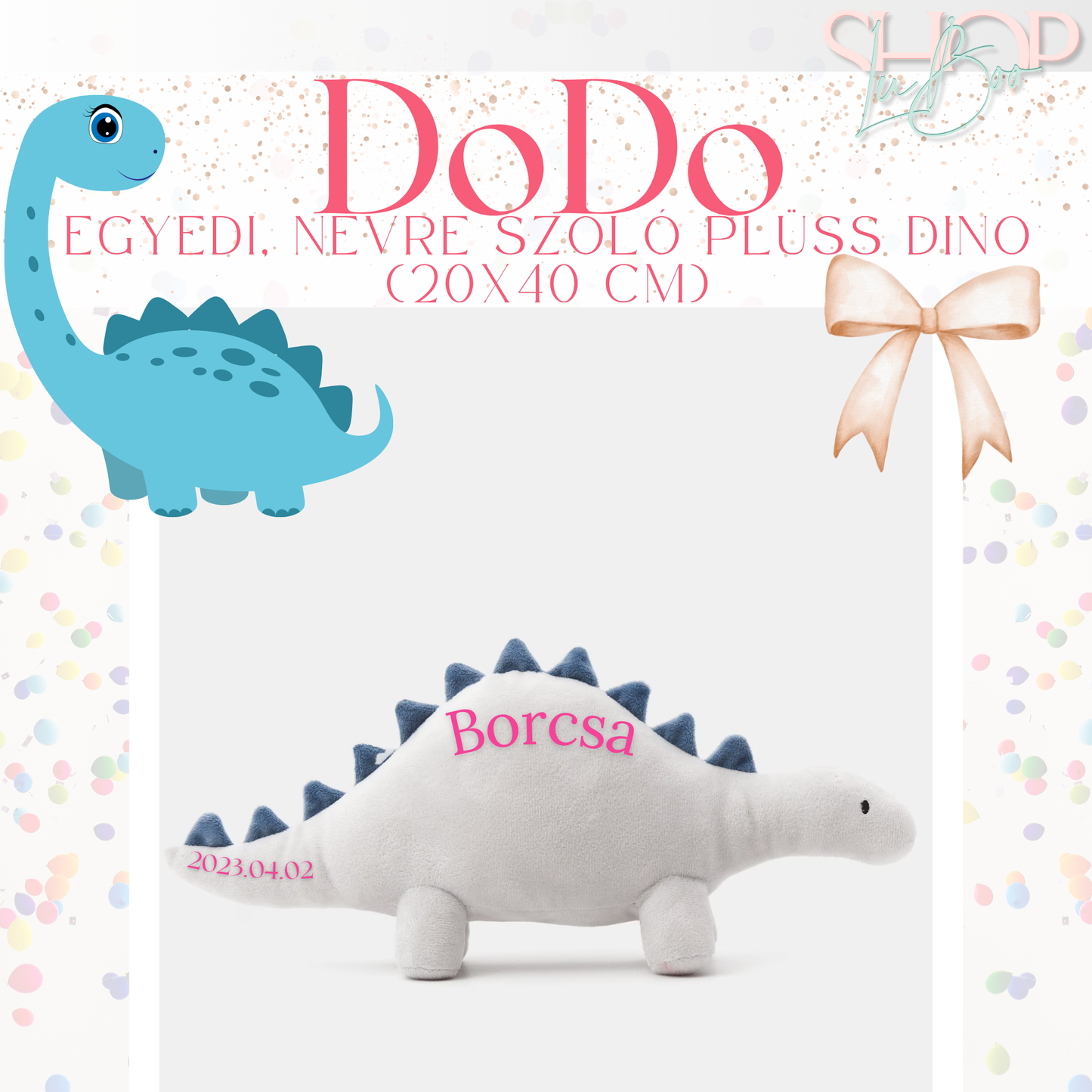 DoDo - Emlékőr plüss dino (20x40 cm)