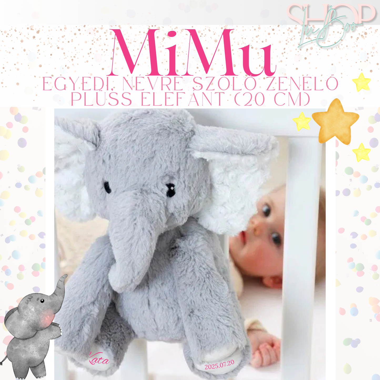 MiMu - Emlékőr plüss elefánt (20 cm)