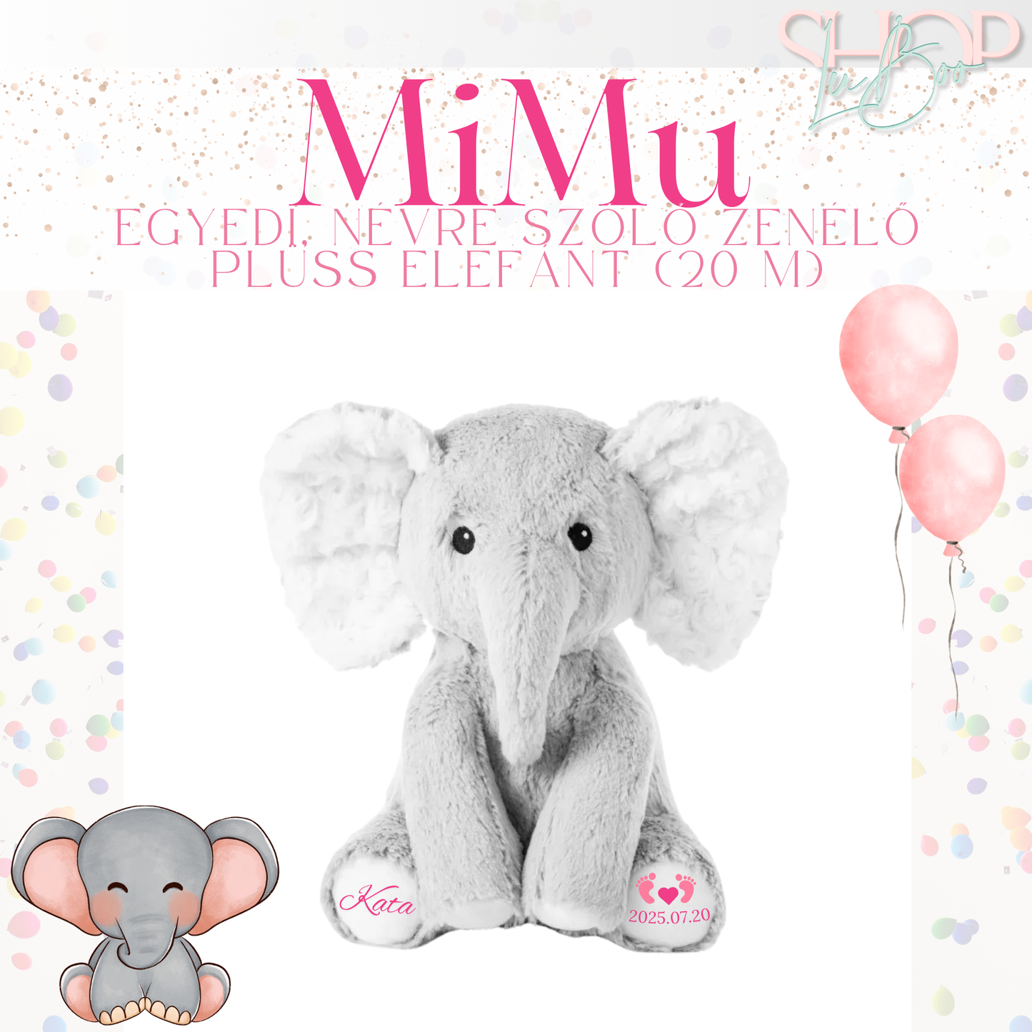 MiMu - Emlékőr plüss elefánt (20 cm)