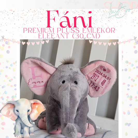 Fáni - Prémium plüss emlékőr elefánt (30 cm)