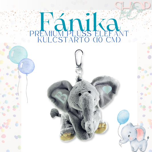Fánika - Prémium plüss elefánt kulcstartó (10 cm)
