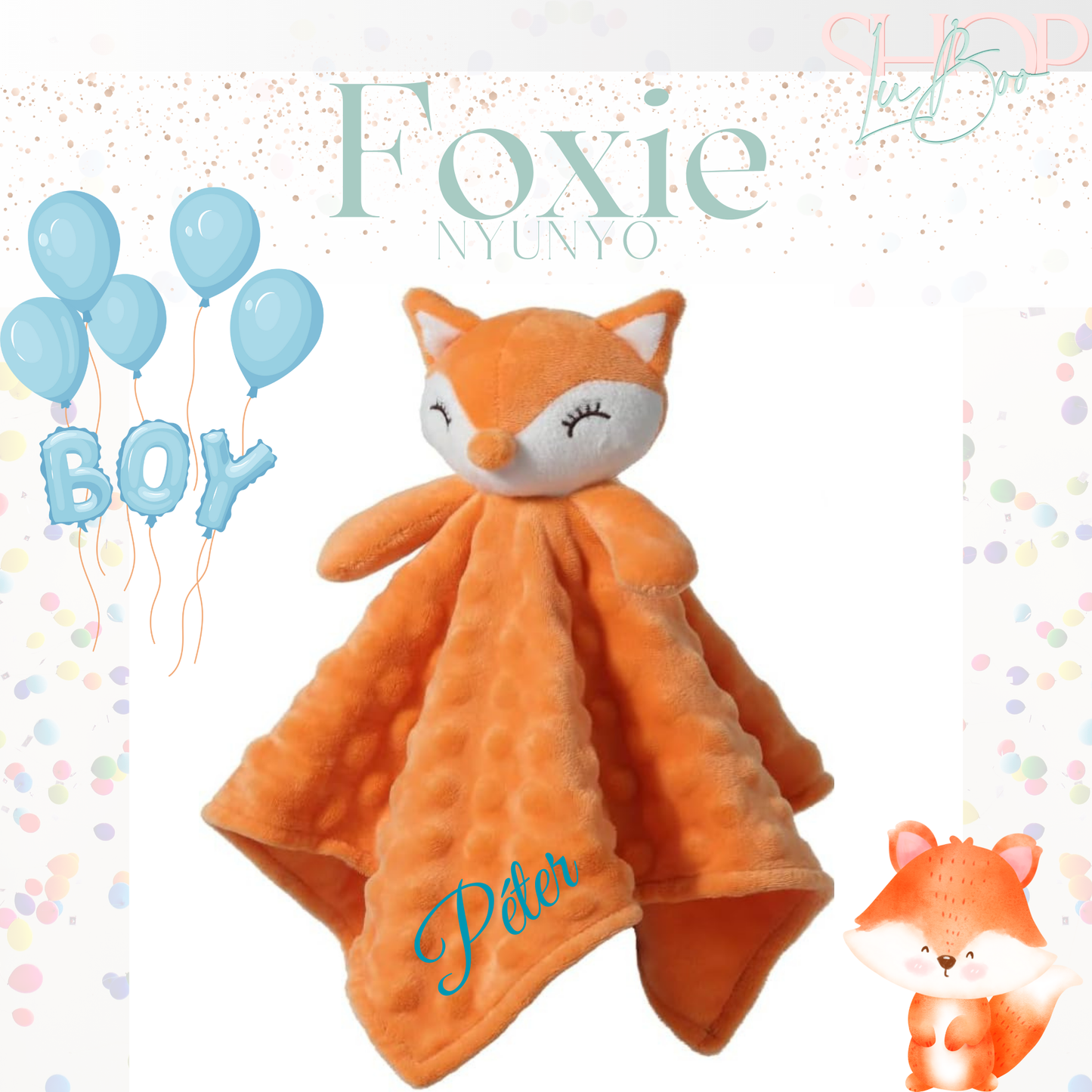 Foxie névre szóló róka nyúnyó (35 cm)