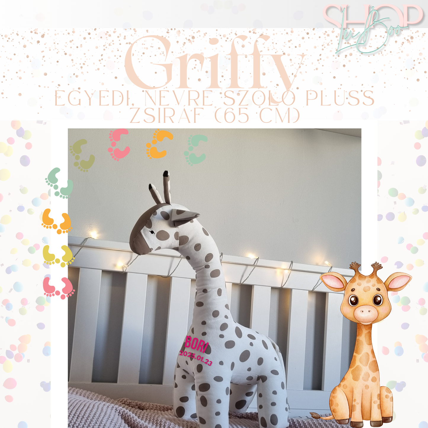 Griffy - Óriás emlékőr plüss zsiráf (65 cm)