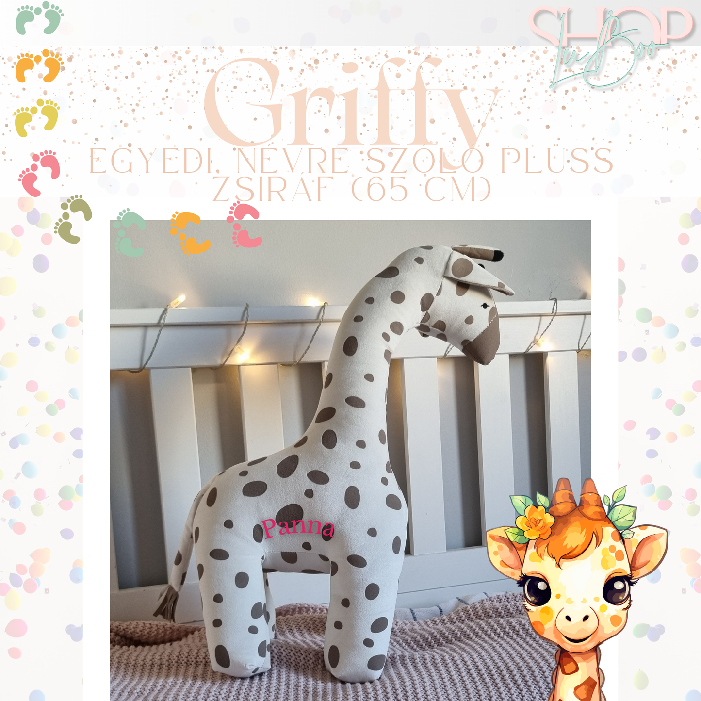 Griffy - Óriás emlékőr plüss zsiráf (65 cm)