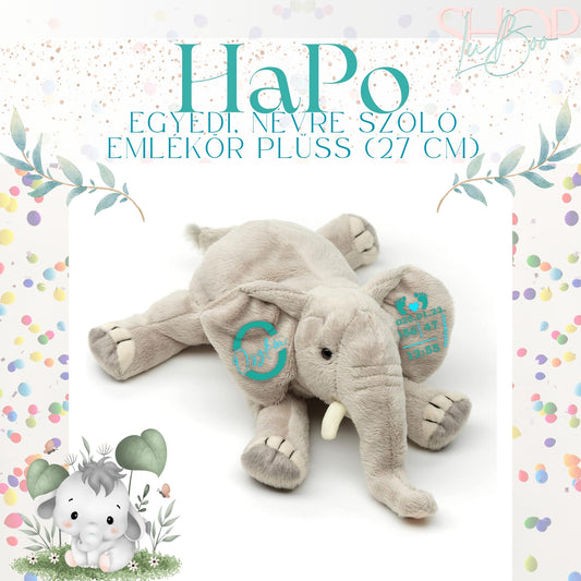 HaPo - Hasaló plüss elefánt emlékőr (27 cm)