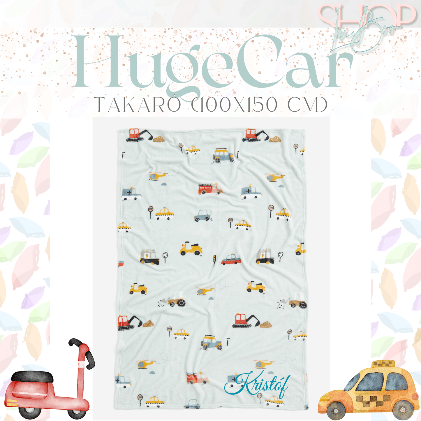 HugeCar - Névre szóló takaró (100x150 cm)