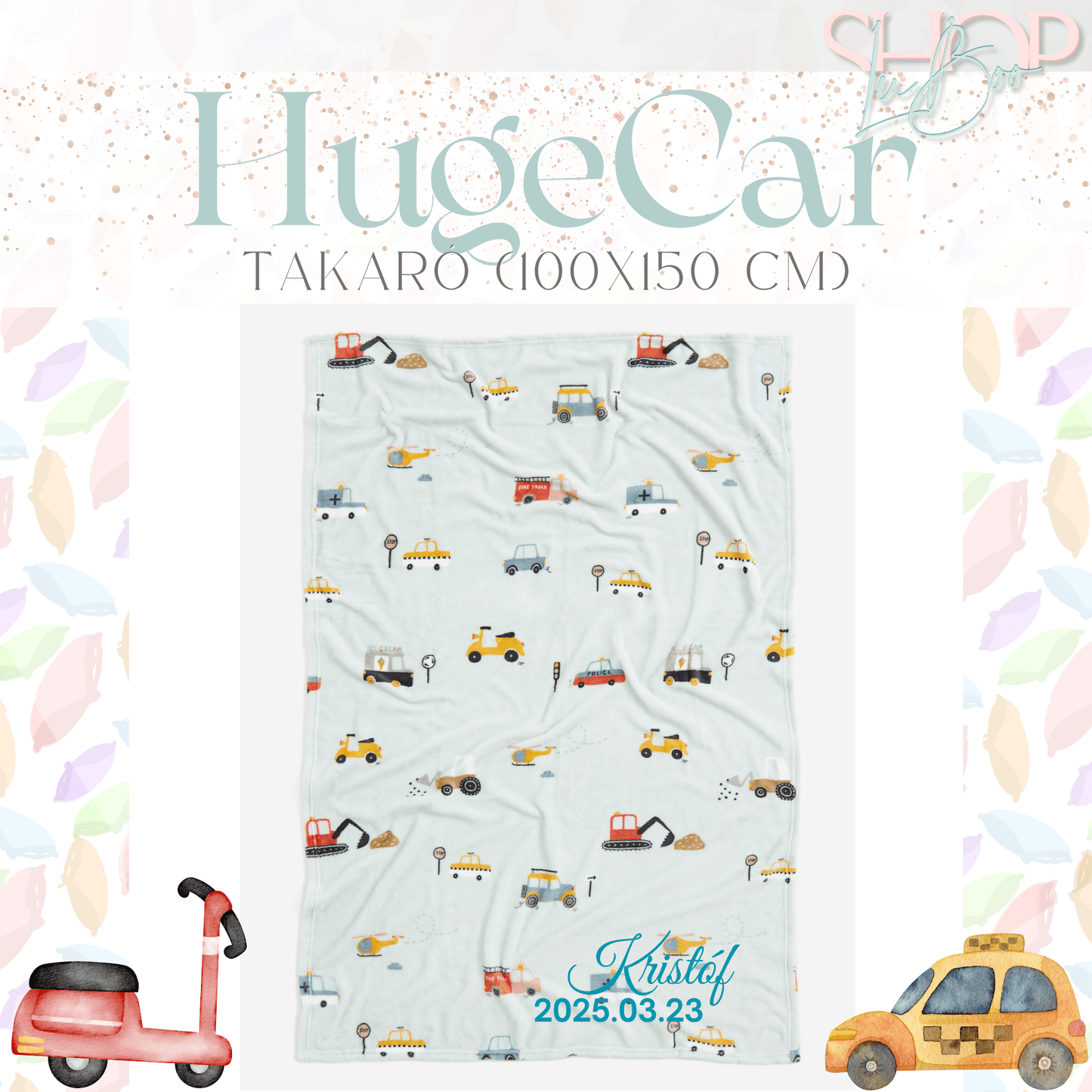 HugeCar - Névre szóló takaró (100x150 cm)