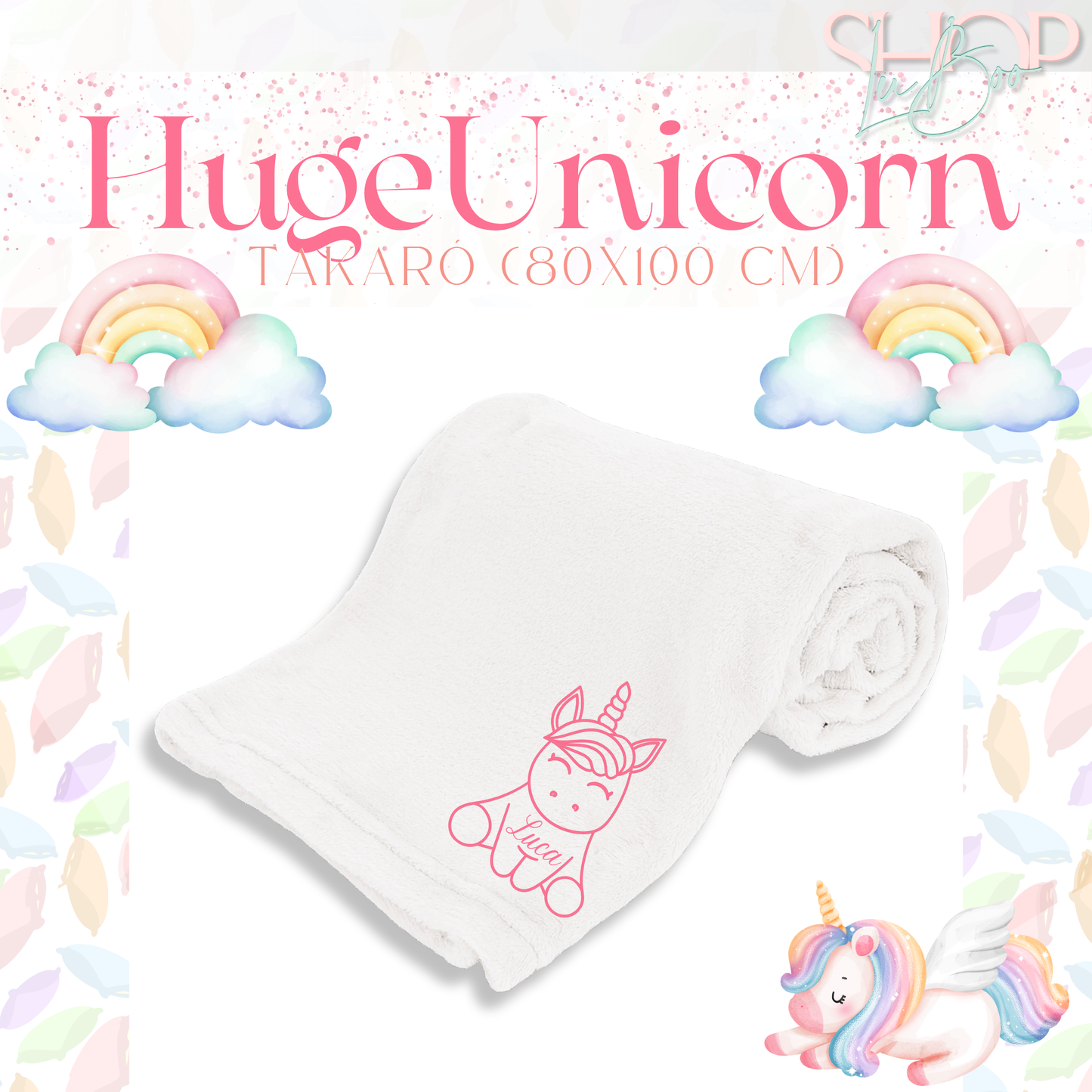 HugeUnicorn - névre szóló takaró (80x100 cm)