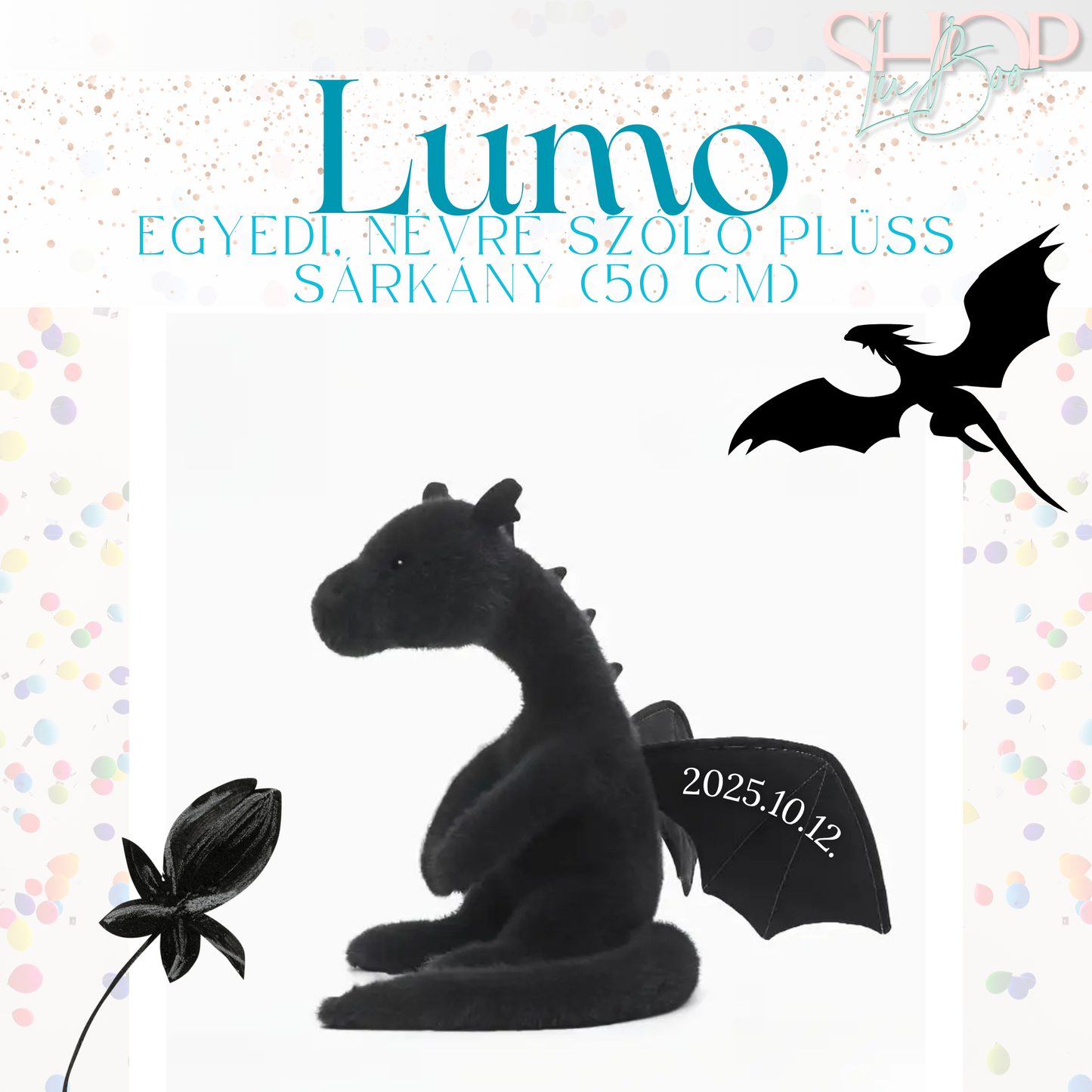 Lumo - Egyedi, névre szóló plüss sárkány (50 cm)