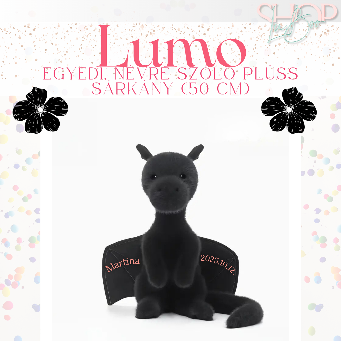 Lumo - Egyedi, névre szóló plüss sárkány (50 cm)