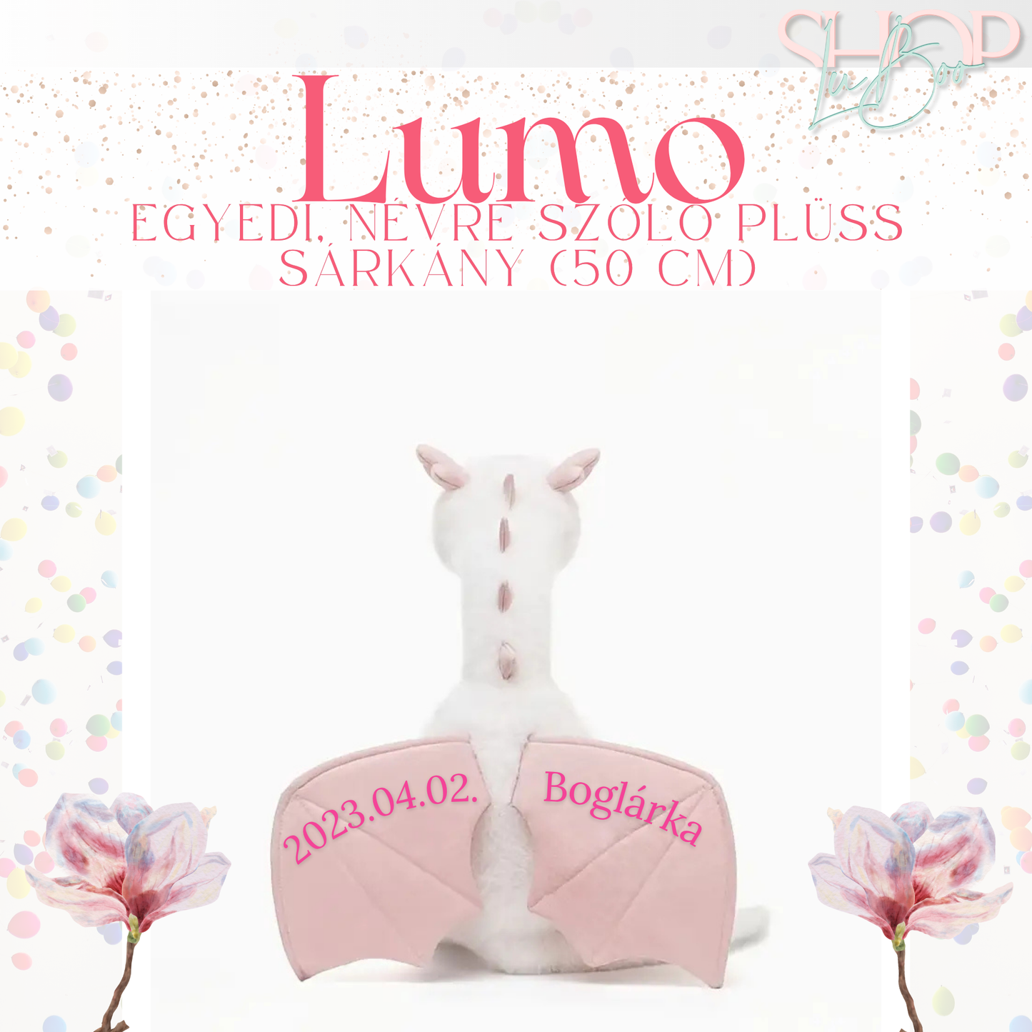 Lumo - Egyedi, névre szóló plüss sárkány (50 cm)