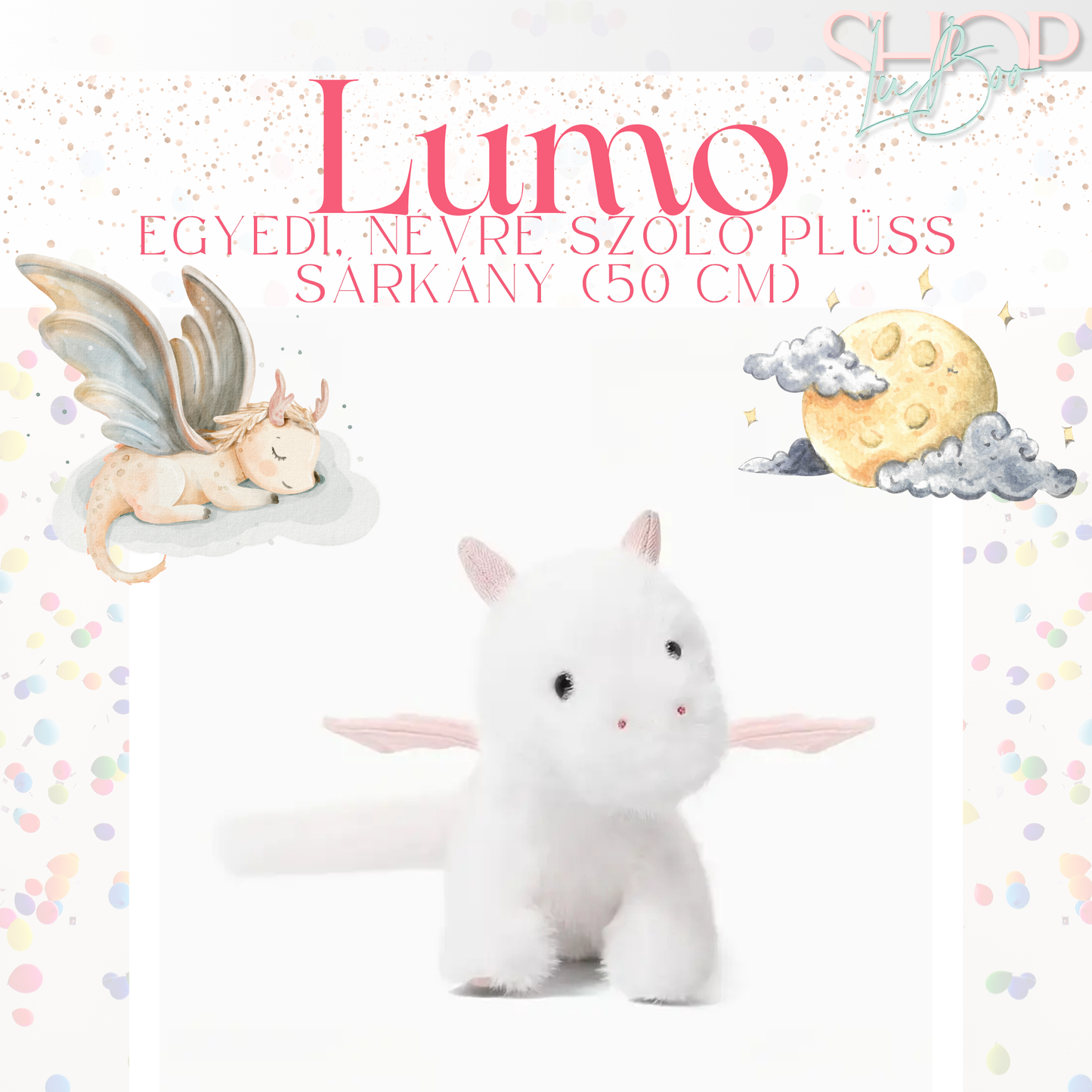 Lumo - Egyedi, névre szóló plüss sárkány (50 cm)