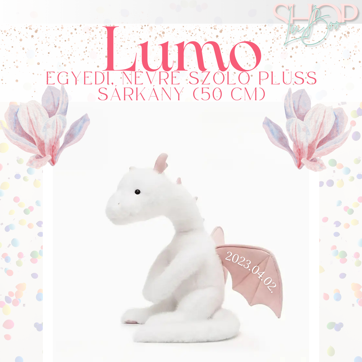 Lumo - Egyedi, névre szóló plüss sárkány (50 cm)
