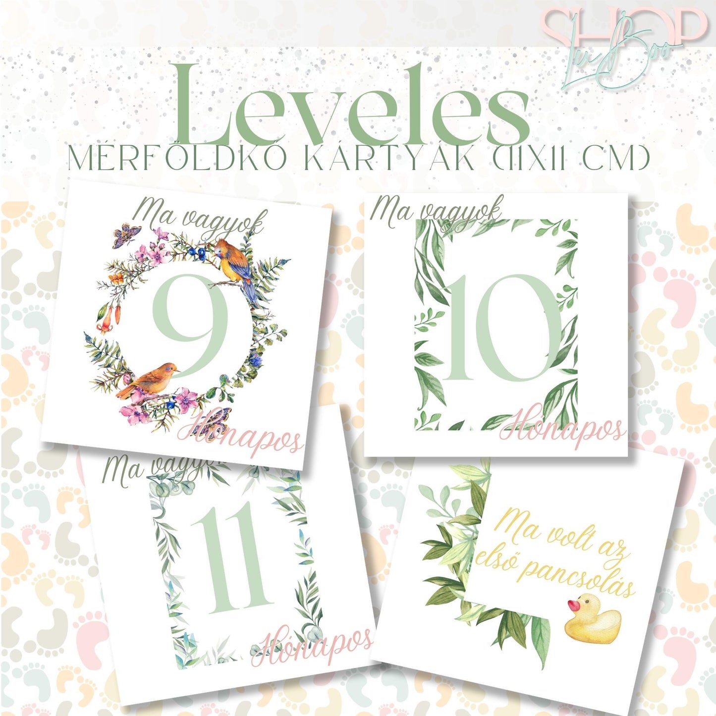 Mérföldkő kártyák - Leveles (11x11 cm) - ShopLuBoo