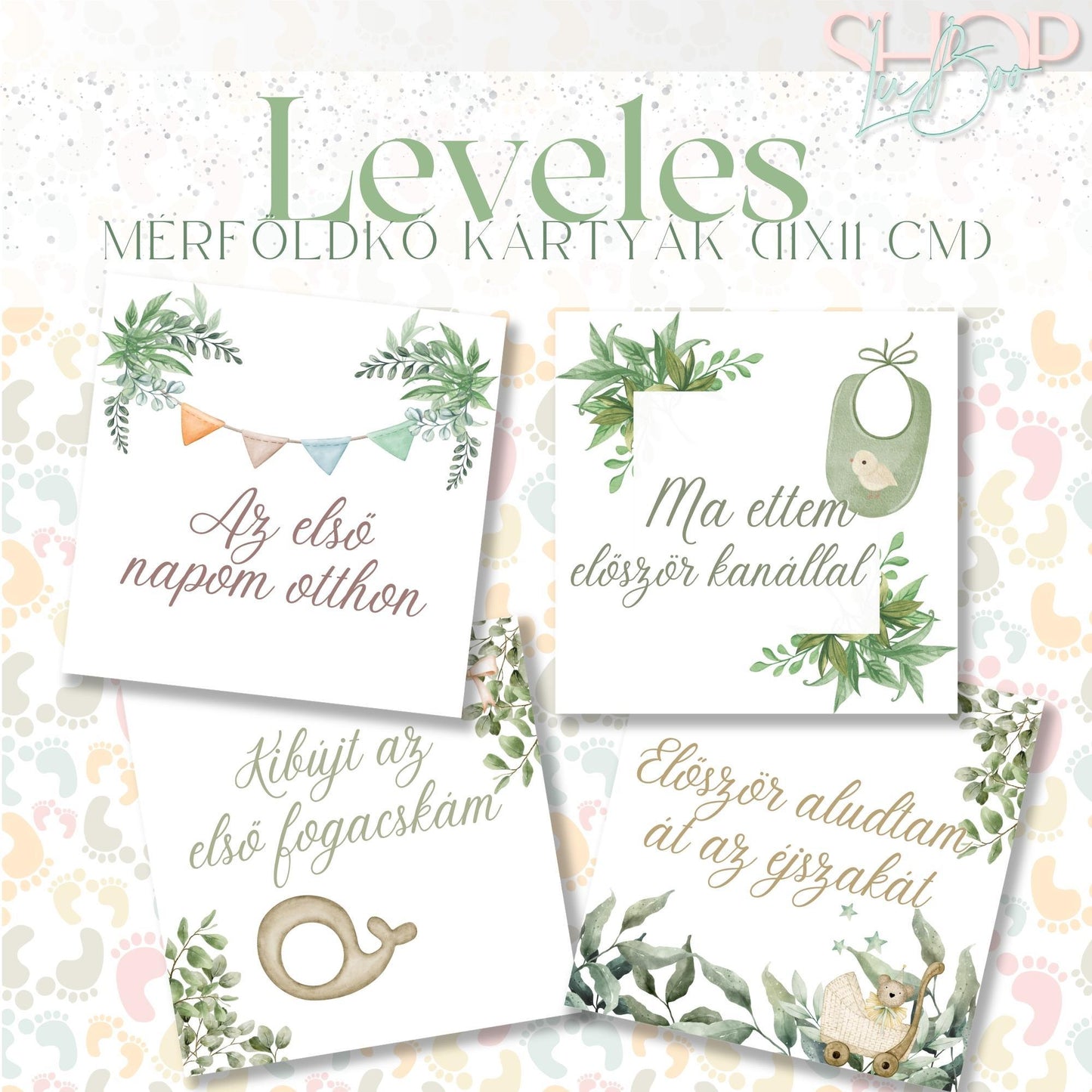 Mérföldkő kártyák - Leveles (11x11 cm) - ShopLuBoo