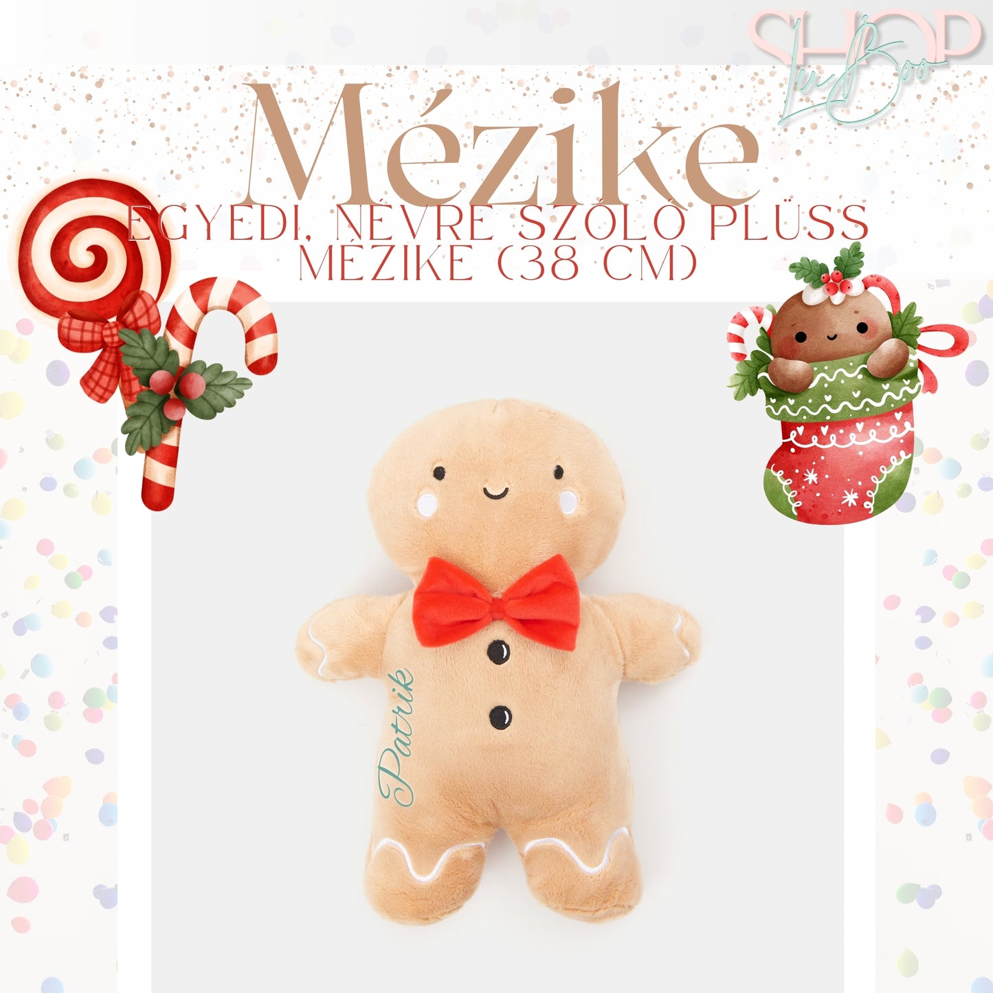 Mézike - Egyedi, névre szóló plüss mézike (38 cm) - ShopLuBoo