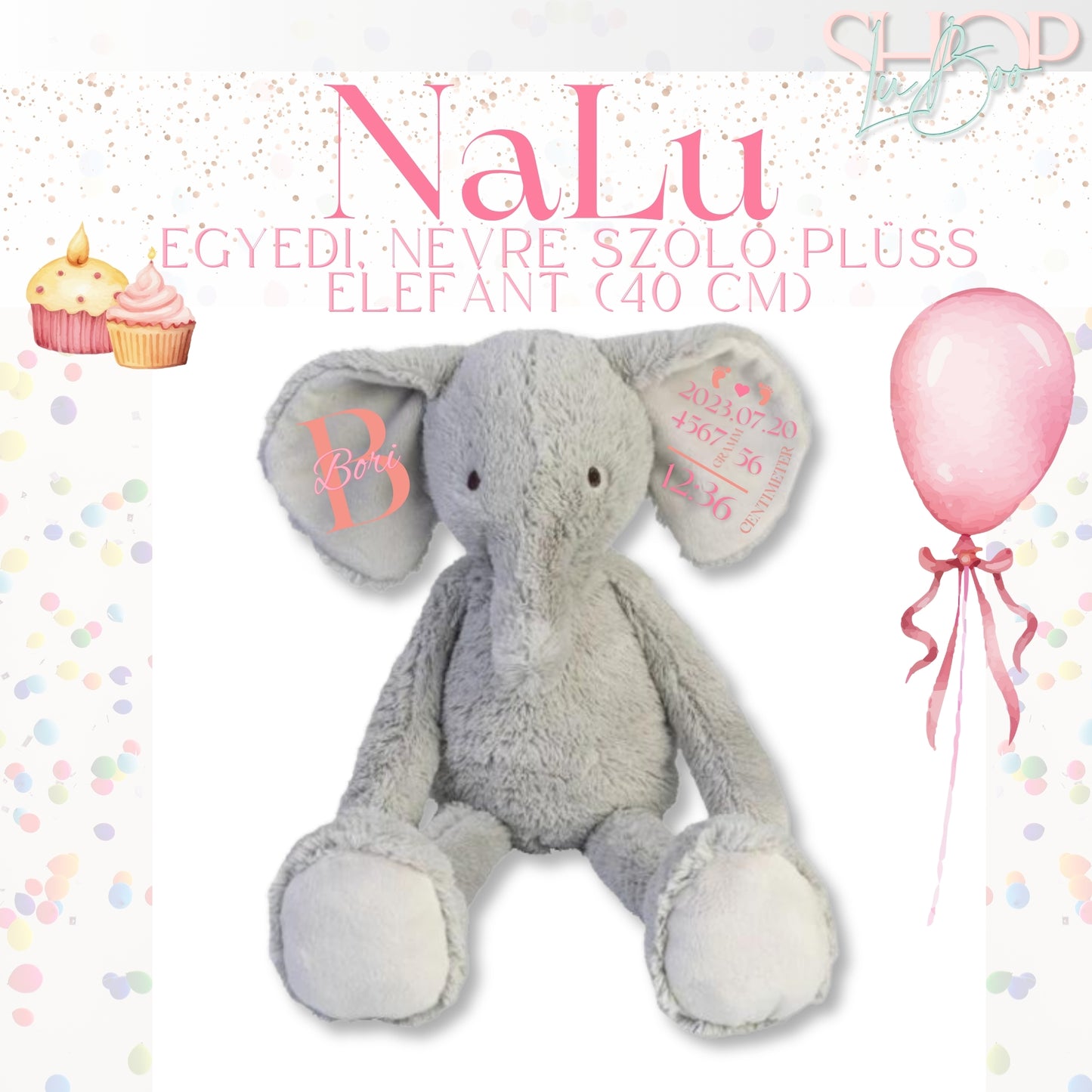 NaLu - Emlékőr plüss elefánt (40 cm)