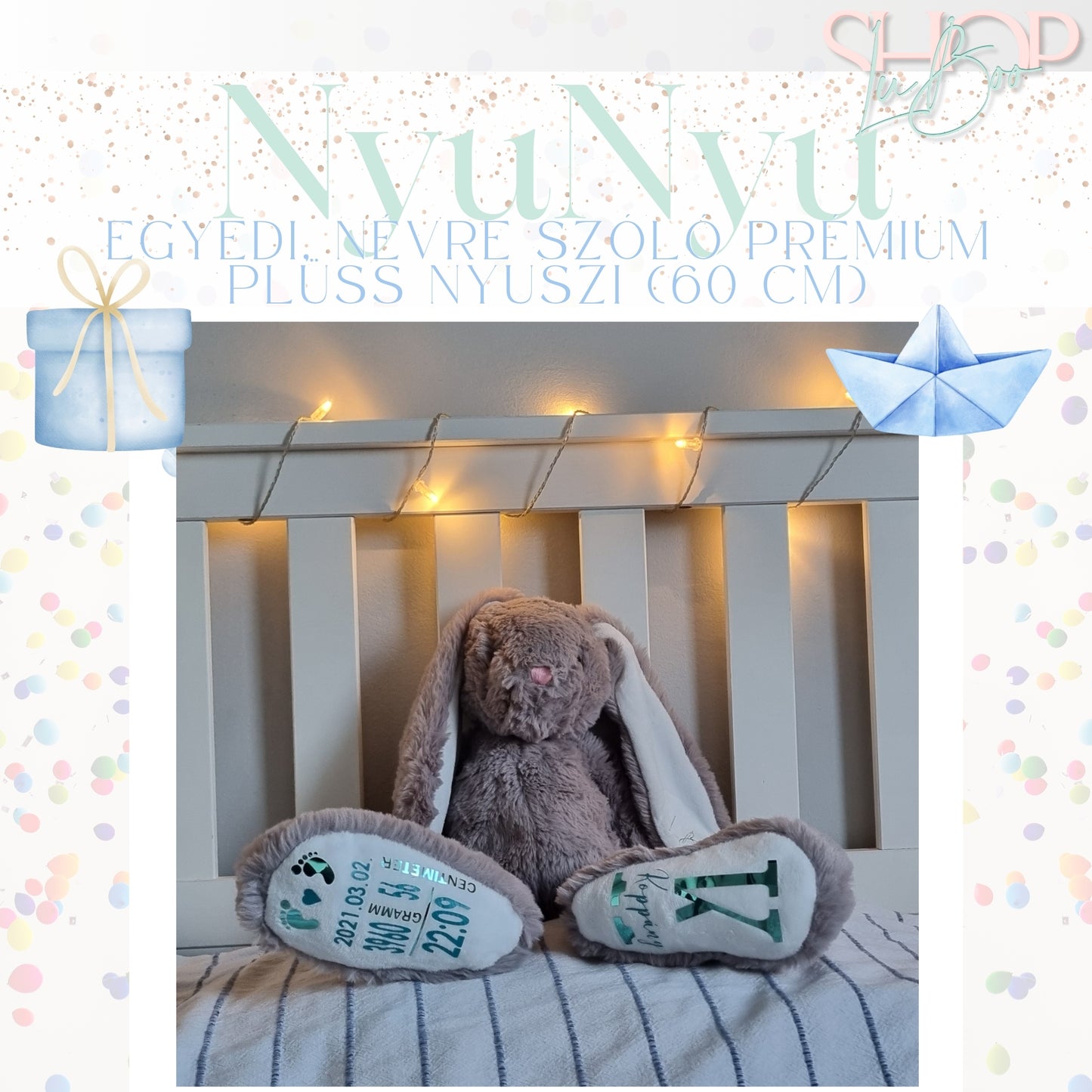 NyuNyu - Óriás prémium plüss emlékőr nyuszi (60 cm)