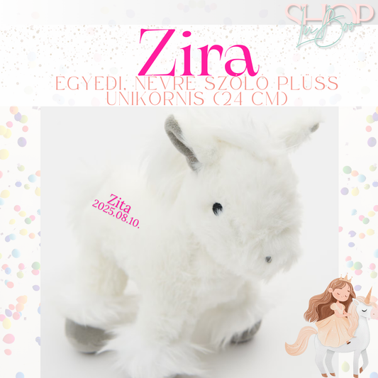 ZiRa - Egyedi, névre szóló plüss unikornis (24 cm)