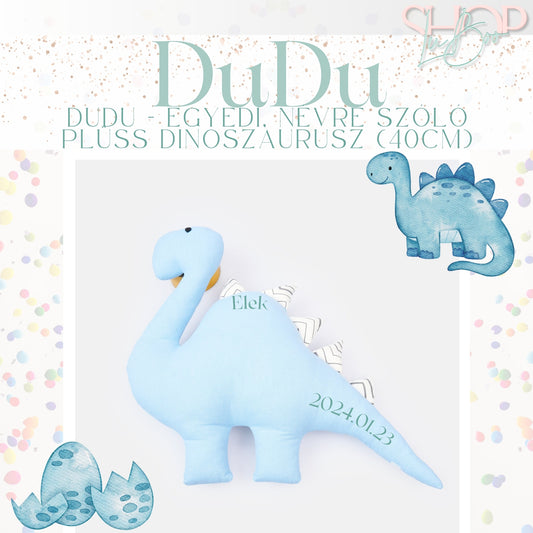 DuDu - Egyedi, névre szóló plüss dinoszaurusz (40 cm) - ShopLuBoo