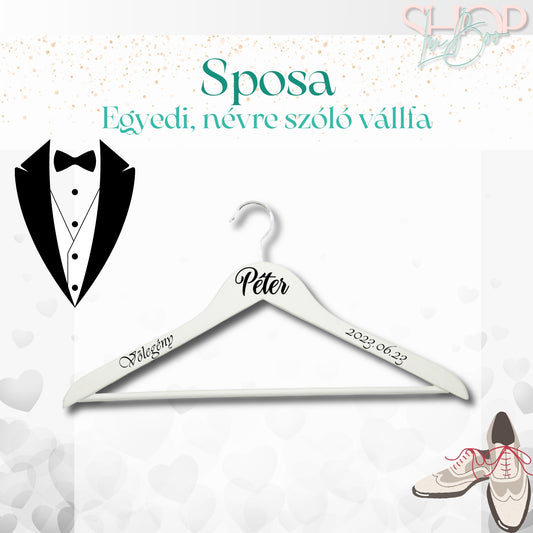 Sposa - Egyedi, névre szóló vállfa - ShopLuBoo