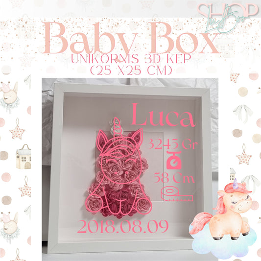 Baby Box - Unikornis 3D kép (25 x25 cm) - ShopLuBoo