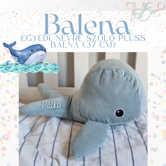 Balena - Plüss névre szóló bálna (37 cm)